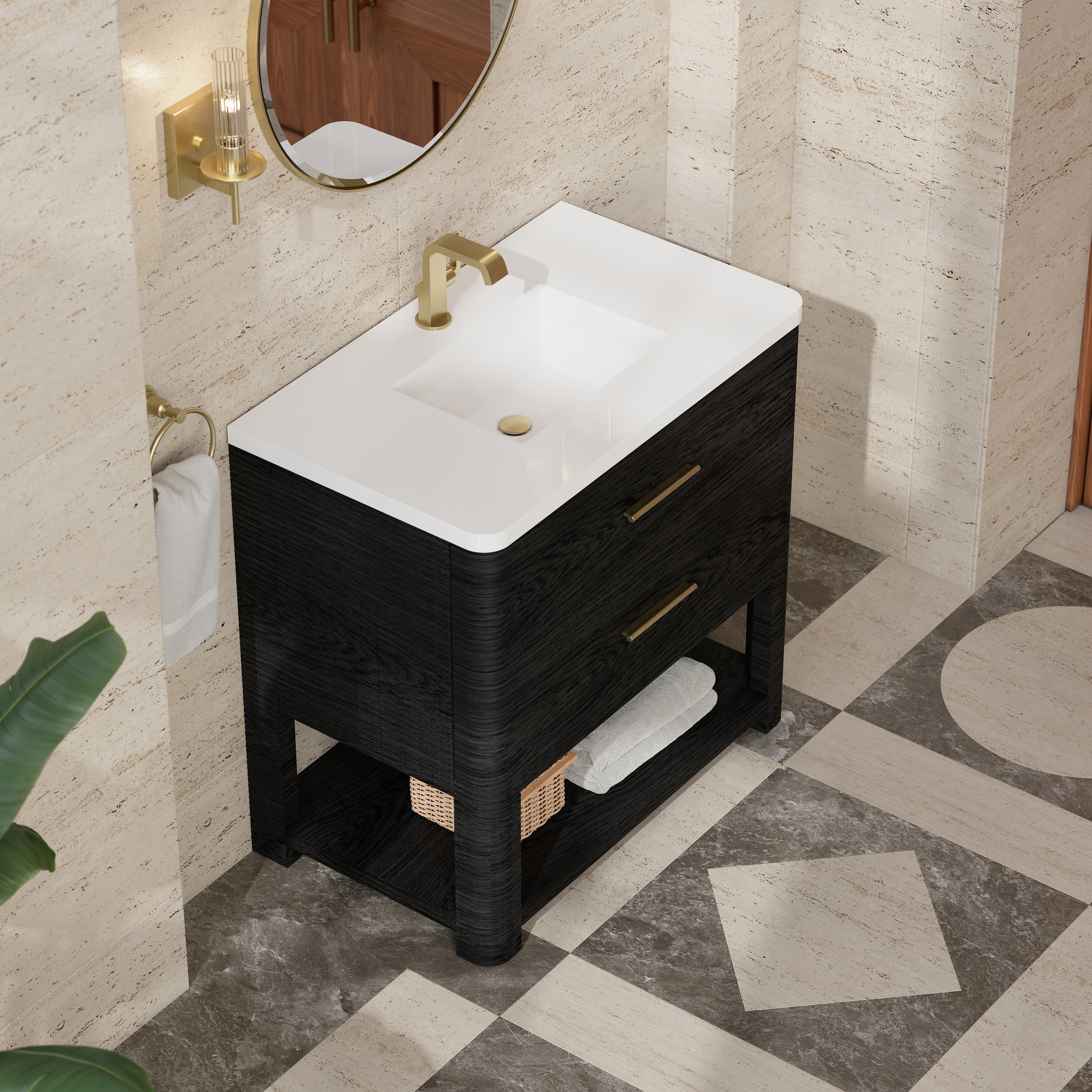 James Martin Lucian 36" Single Vanity in Carbon Oak with 3cm Countertop