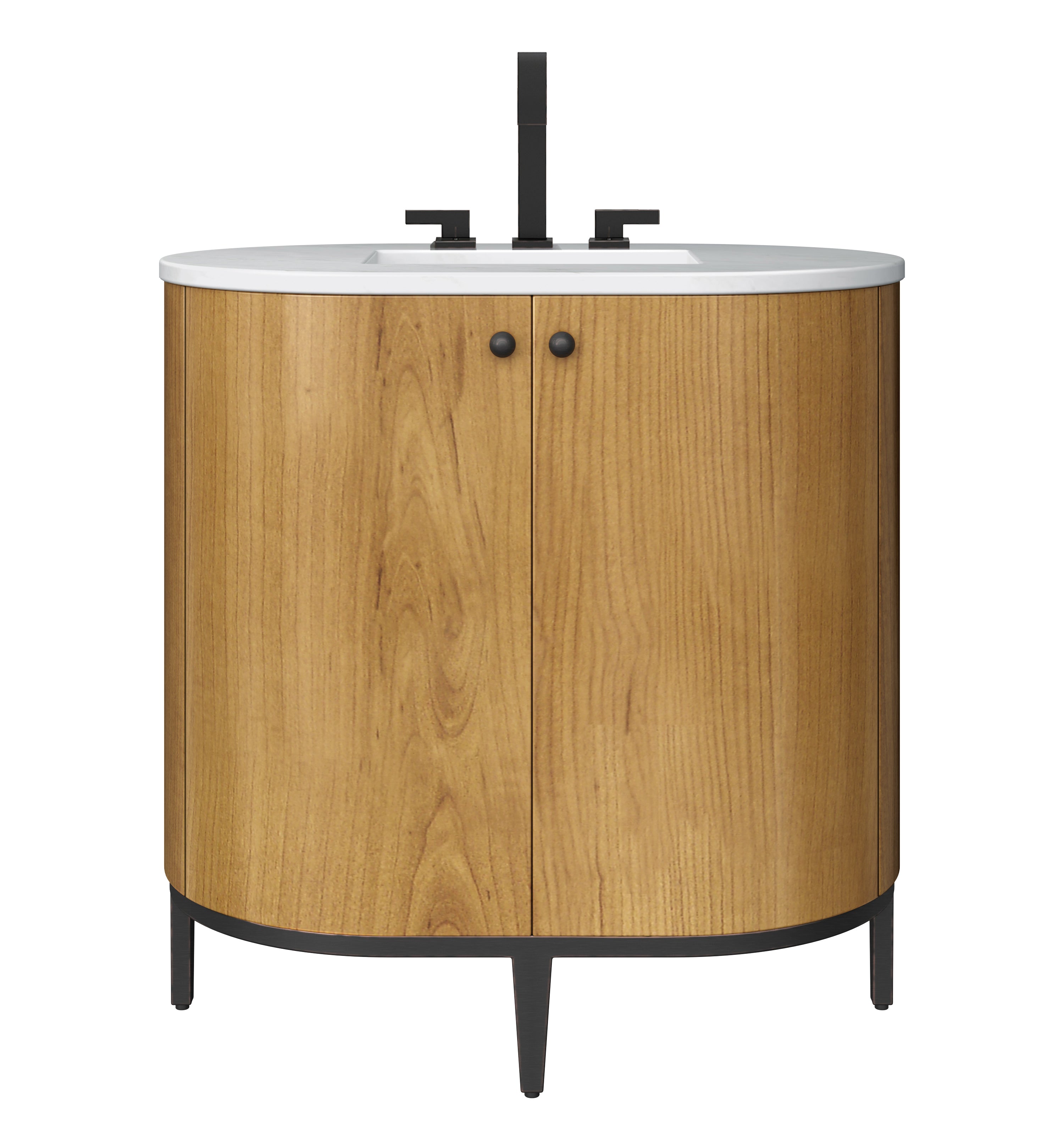 James Martin Bellamy 36" Single Vanity in Rustic Oak with Carrara Marble Top