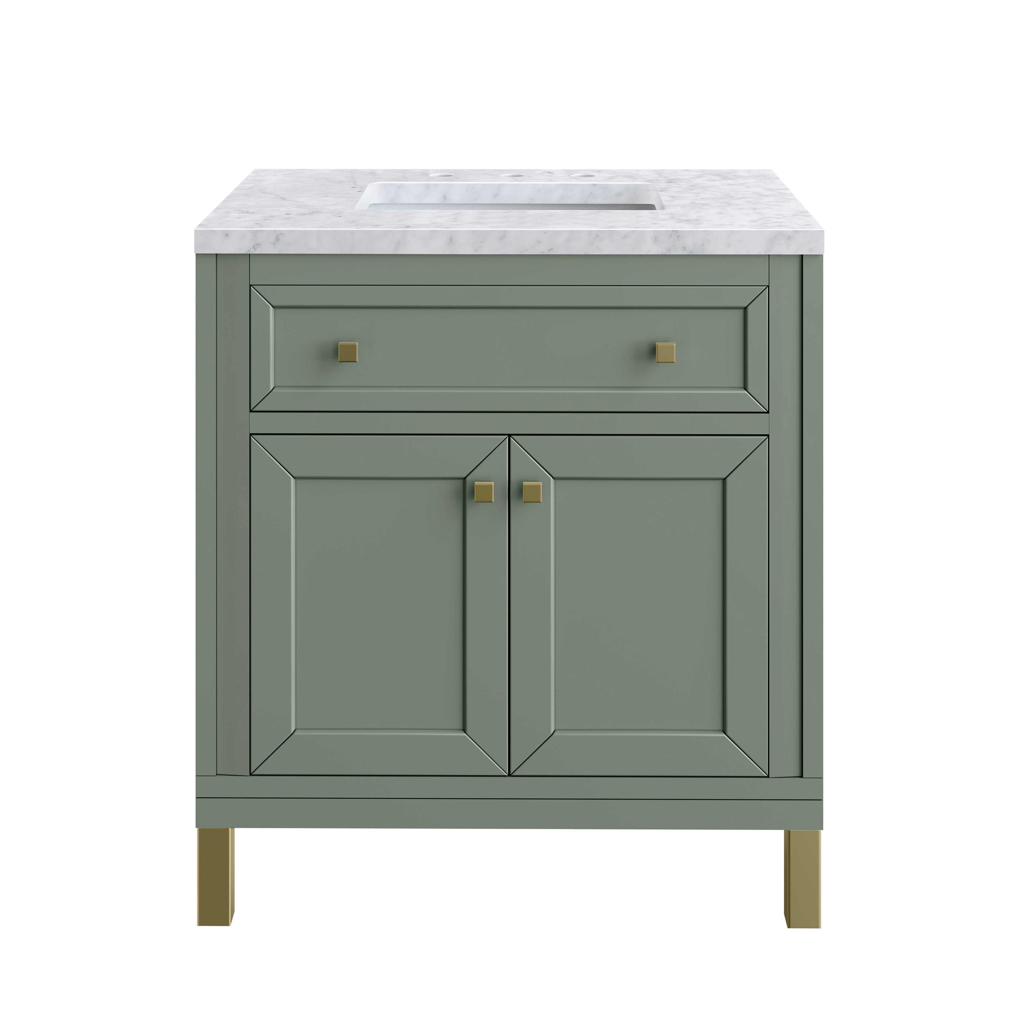 James Martin Chicago 30" Single Vanity in Smokey Celadon with 3cm Countertop