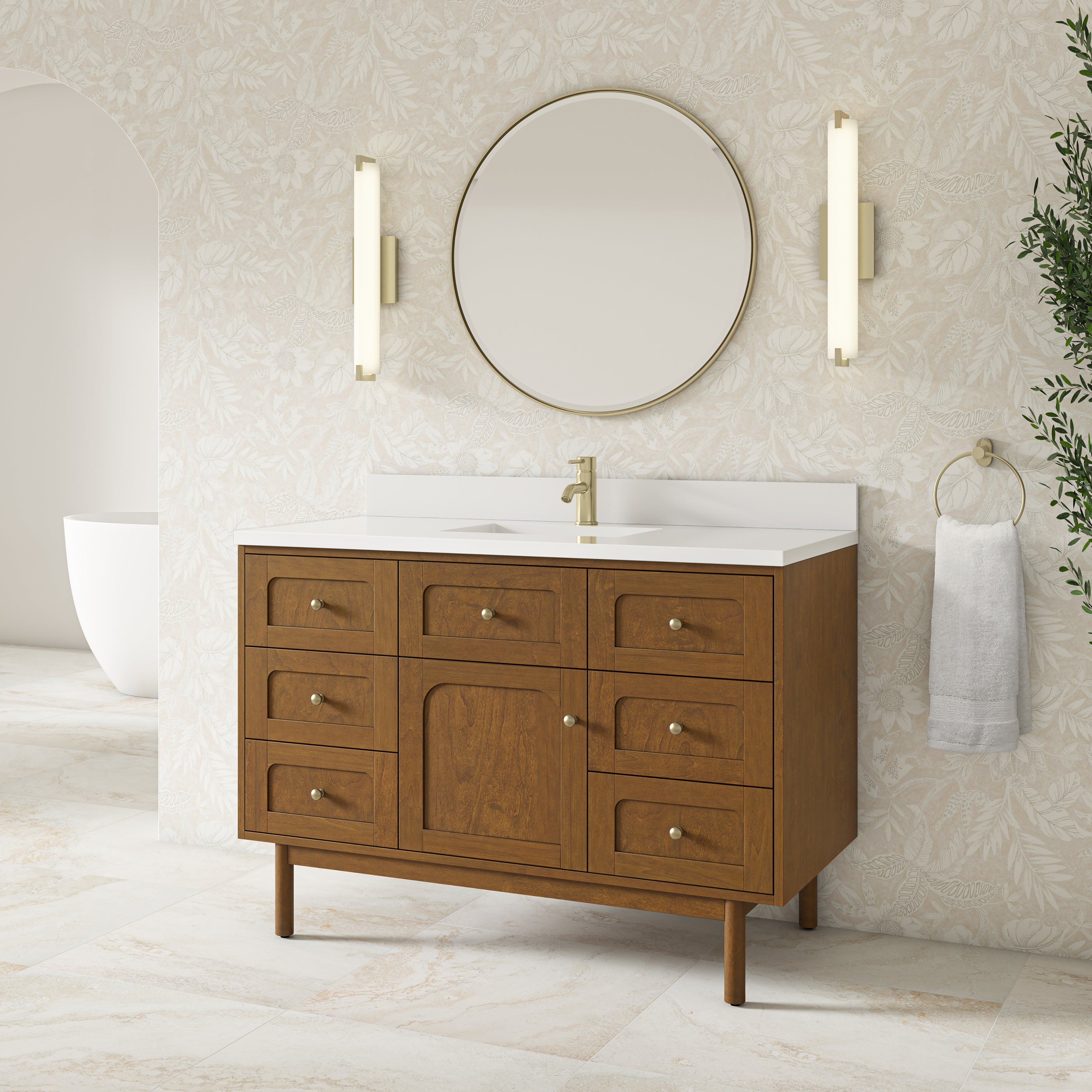 James Martin Laurent 48" Single Vanity in Honey Oak with 3cm Countertop