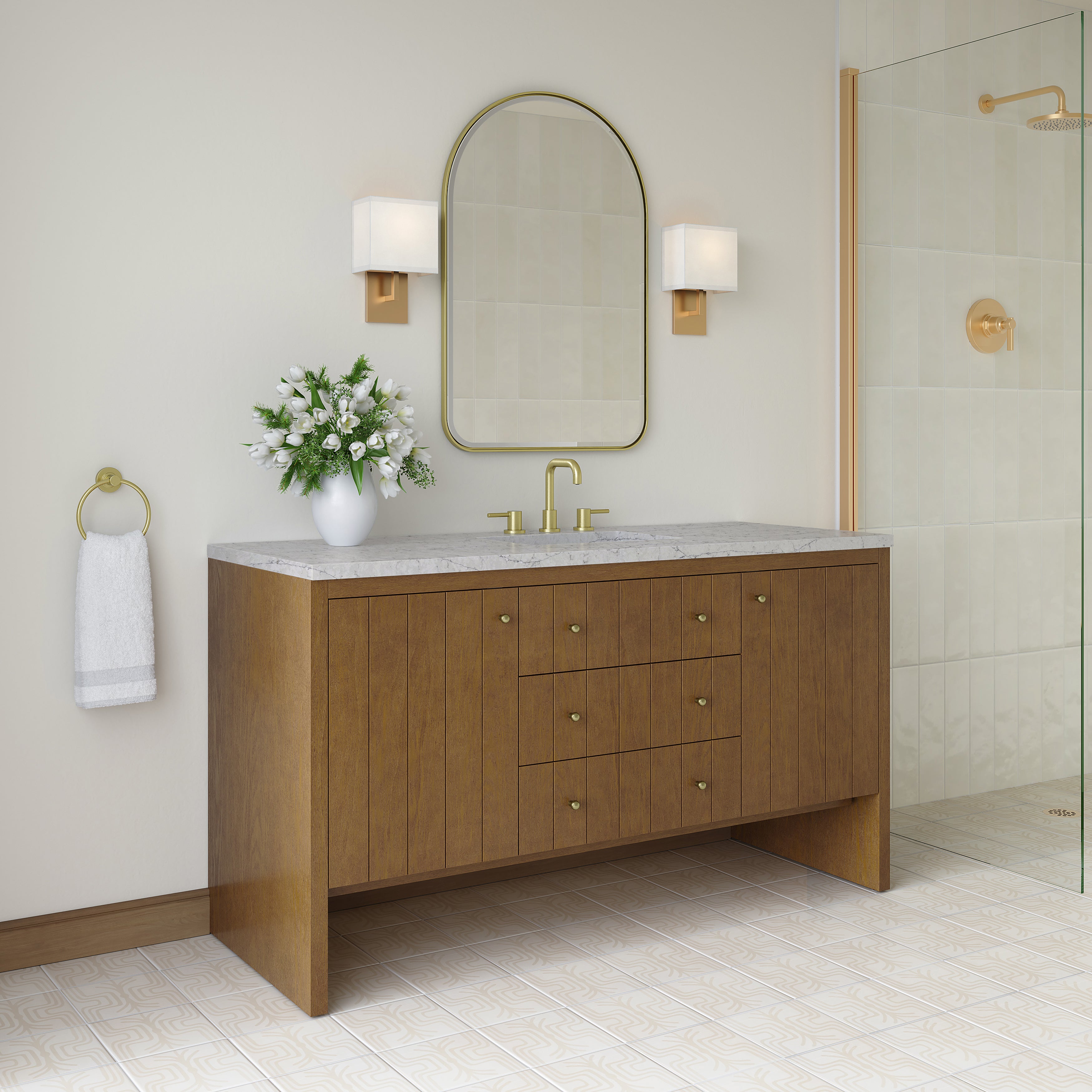 James Martin Hudson 60" Single Vanity in Honey Oak with 3cm Countertop and FreePower Wireless Charger