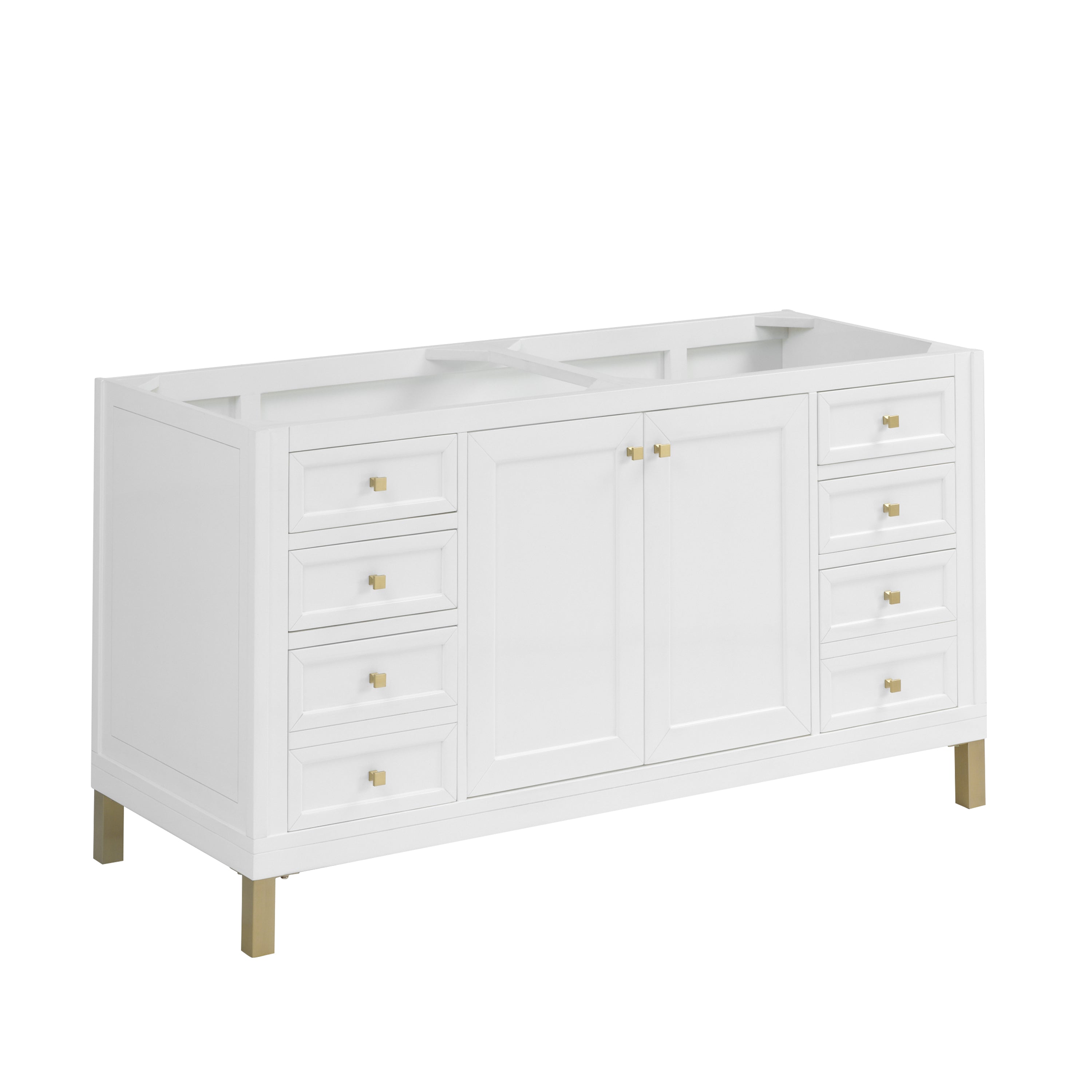 James Martin Chicago 60" Double Vanity in Glossy White with 3cm Countertop and FreePower Wireless Charger