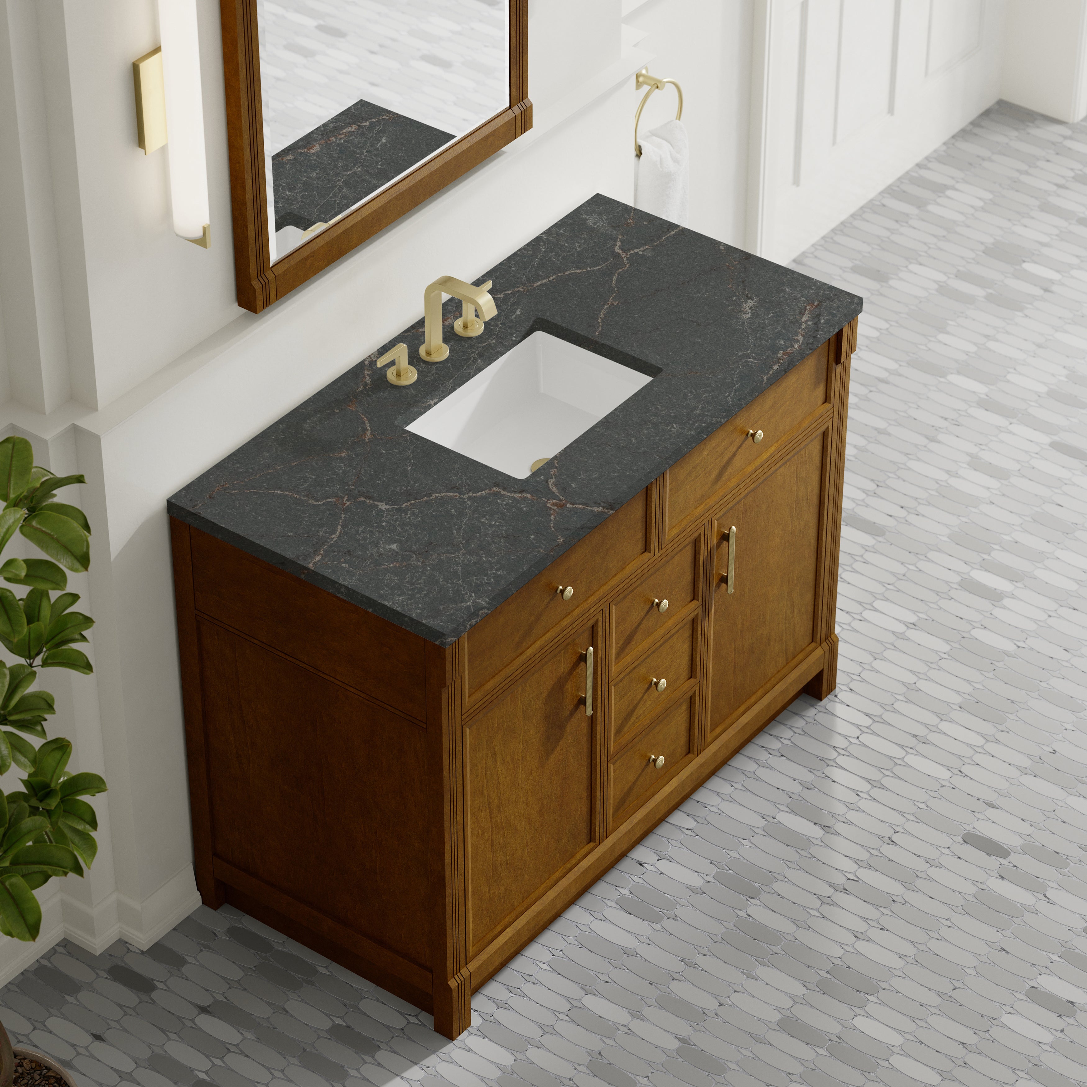 James Martin Bellshire 48" Single Vanity in Honey Oak with 3cm Countertop