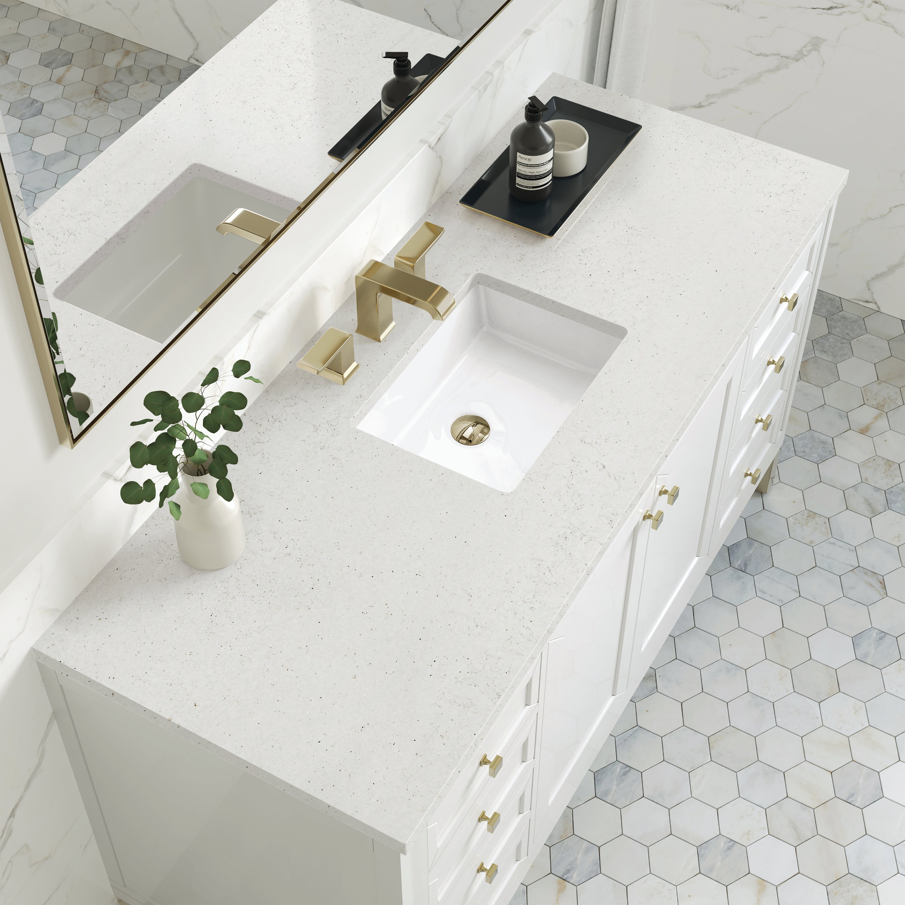 James Martin Chicago 60" Single Vanity in Glossy White with 3cm Countertop