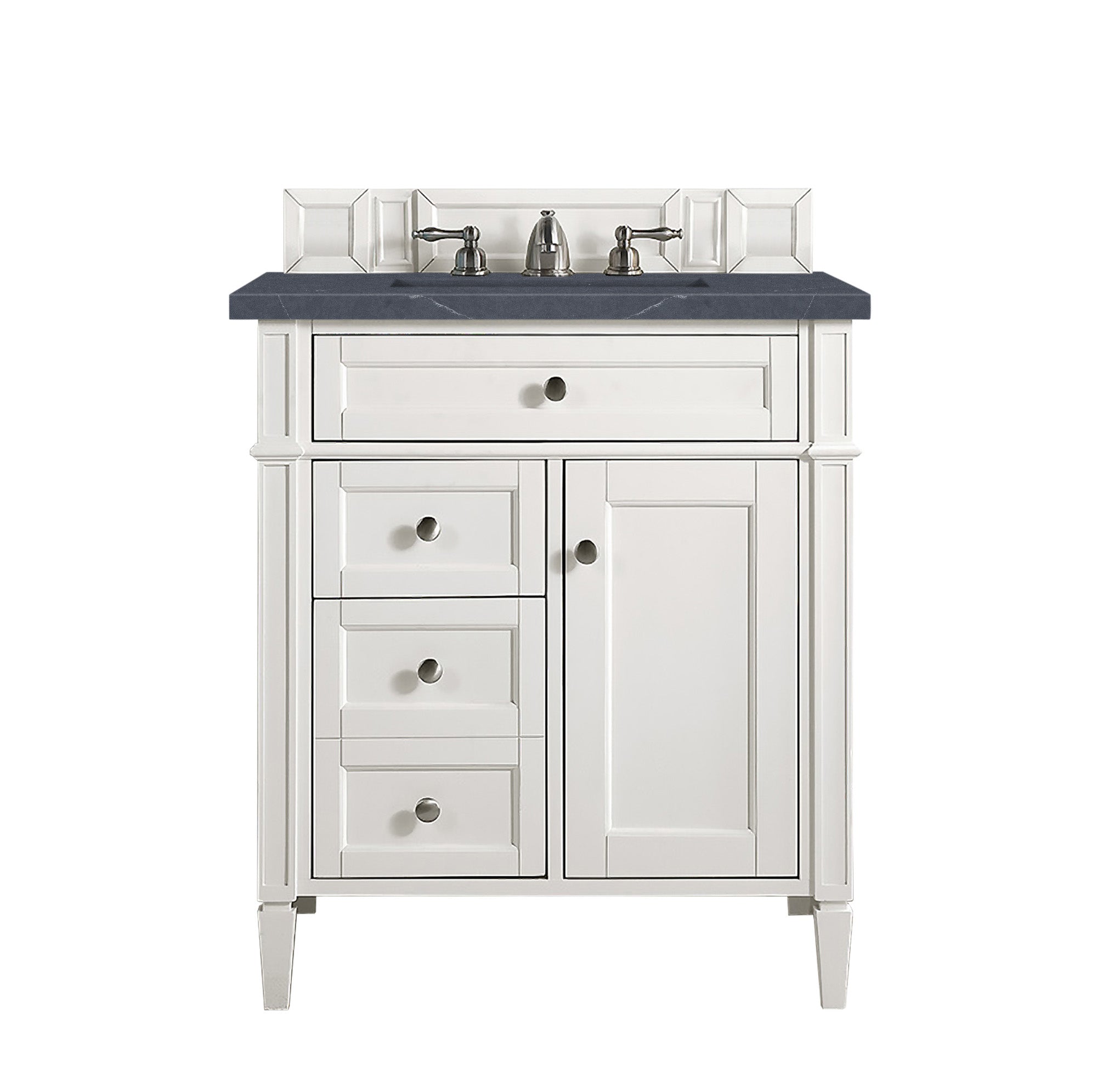 James Martin Brittany 30" Single Vanity in Bright White with 3cm Countertop