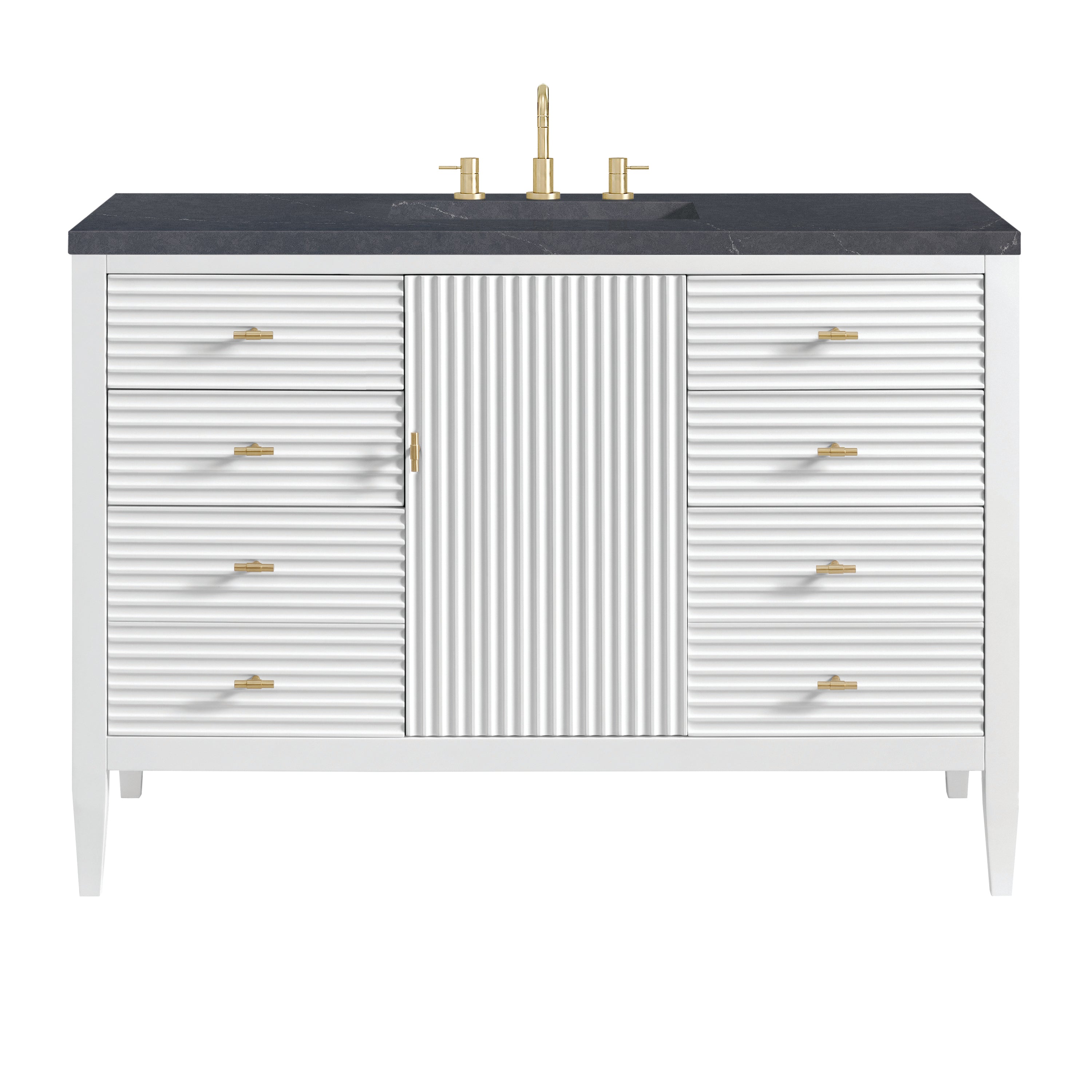 James Martin Myrrin 48" Single Vanity in Bright White with 3cm Countertop
