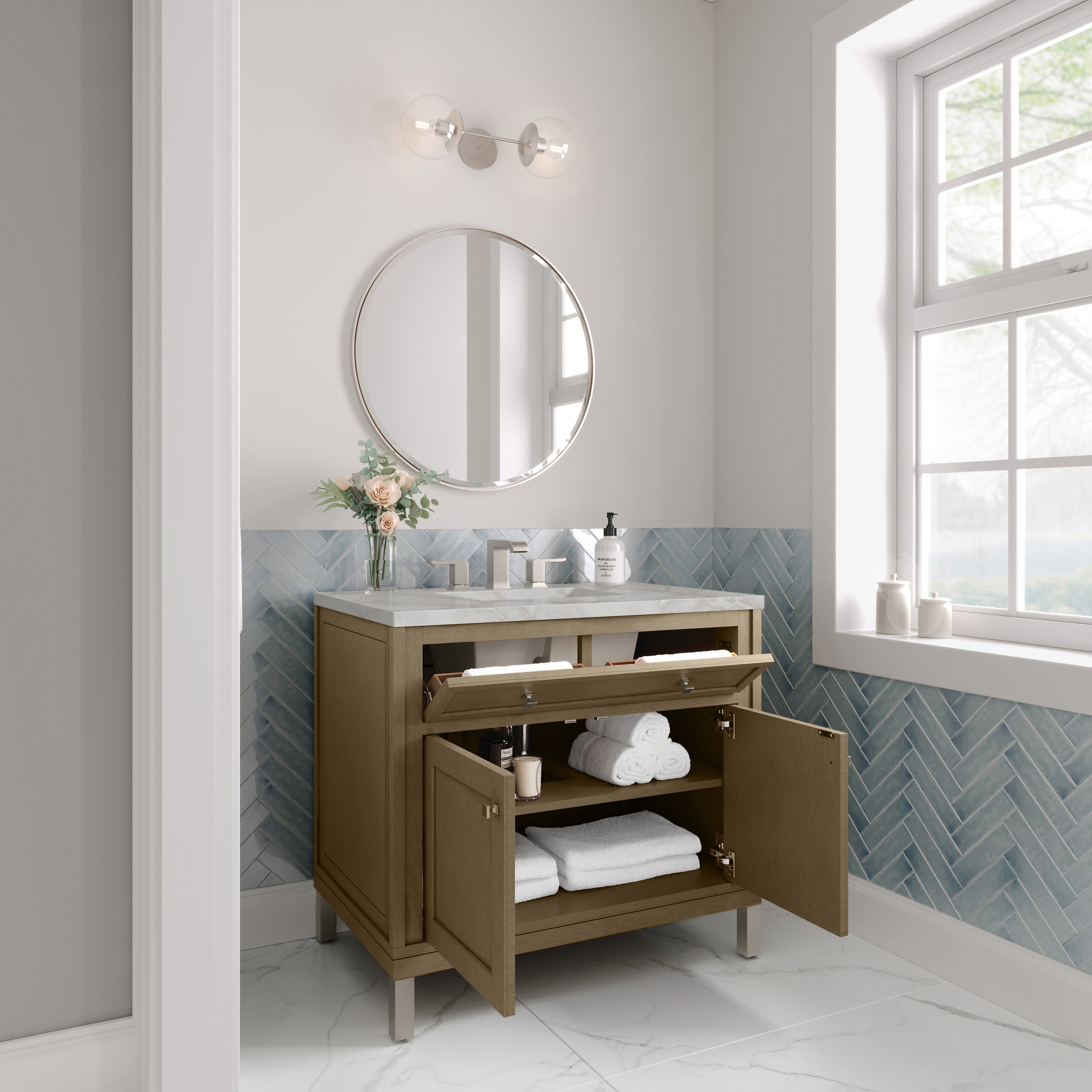James Martin Chicago 36" Single Vanity in Walnut Whisper with 3cm Countertop