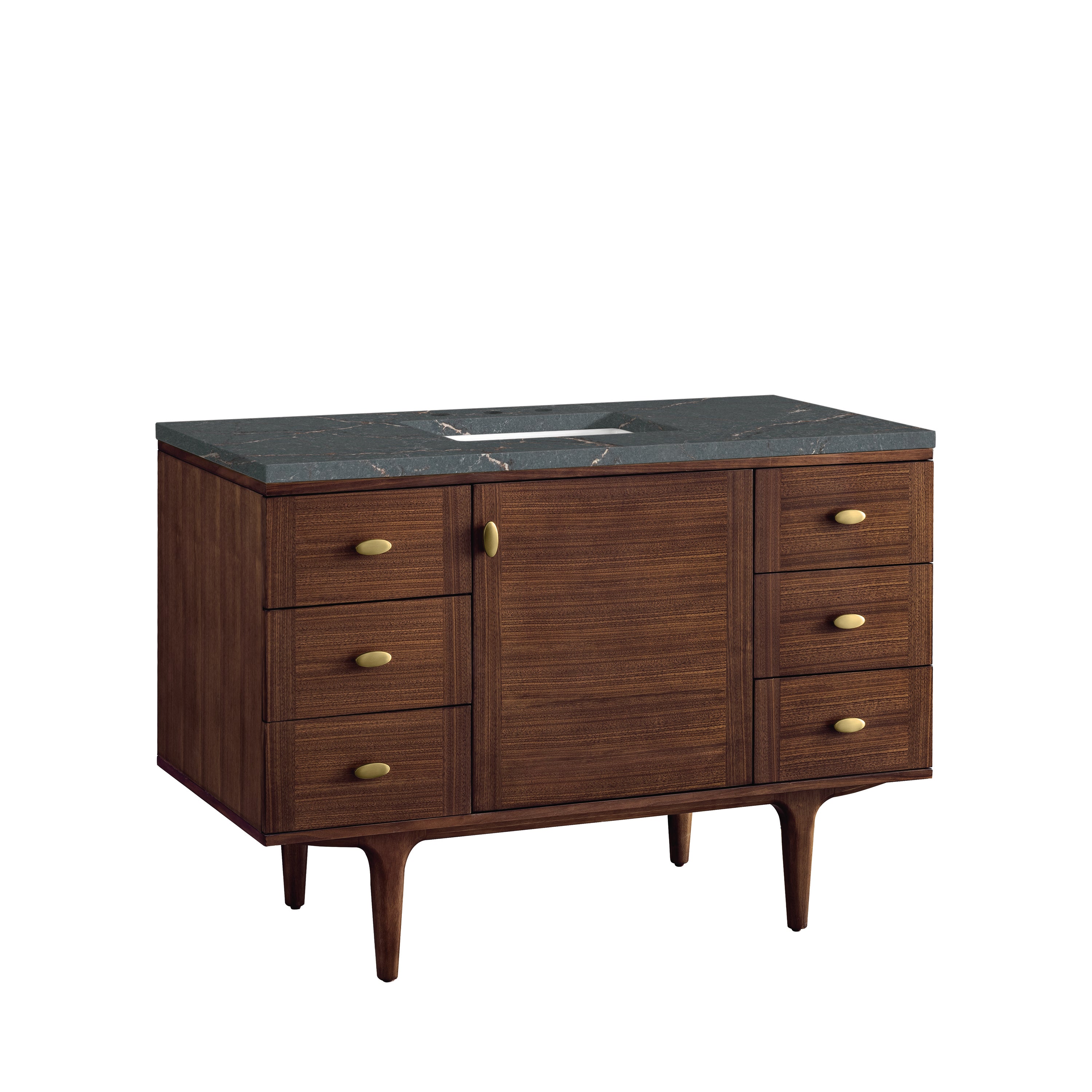 James Martin Amberly 48" Single Vanity in Mid-Century Walnut with 3cm Countertop and FreePower Wireless Charger