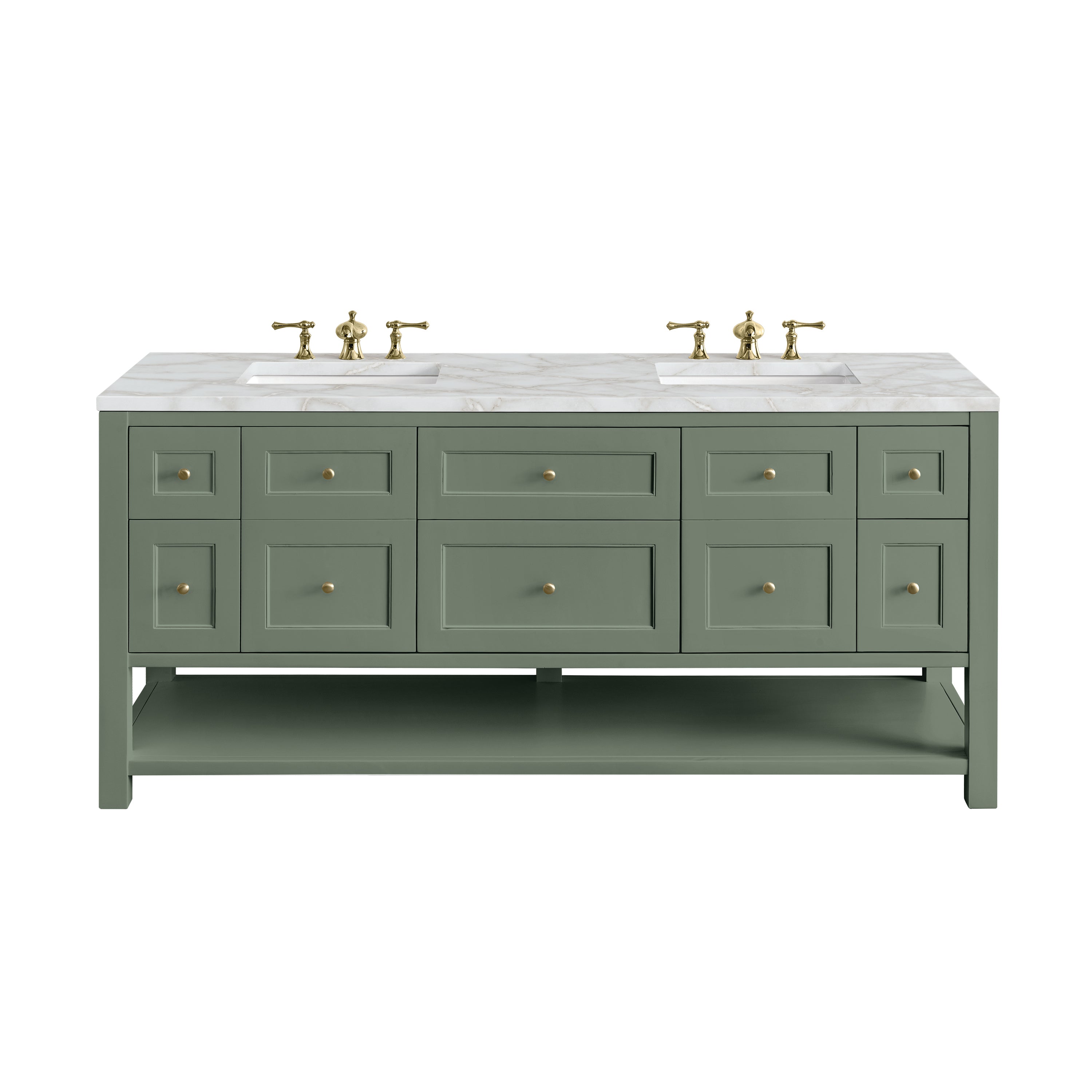 James Martin Breckenridge 72" Double Vanity in Smokey Celadon with 3cm Countertop