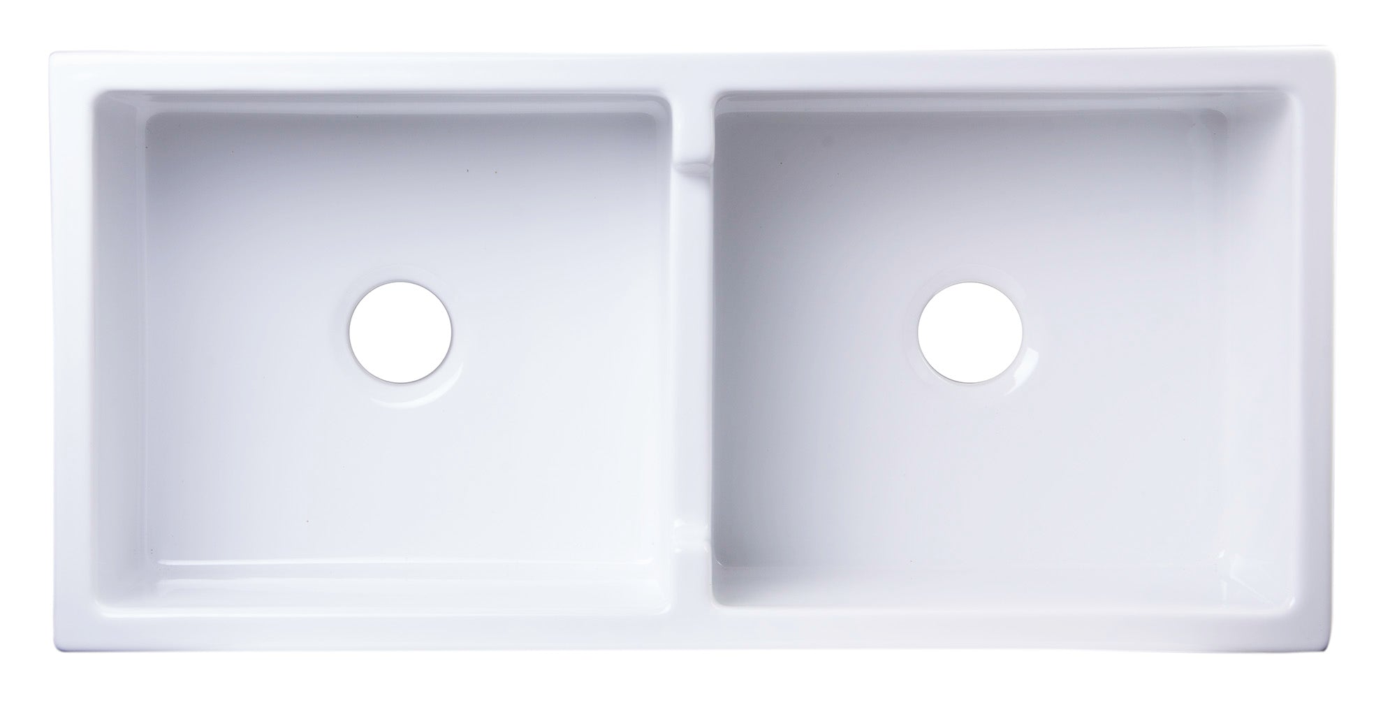 ALFI brand AB3918DB Smooth Apron Thick Wall Fireclay Double Bowl Farm Sink