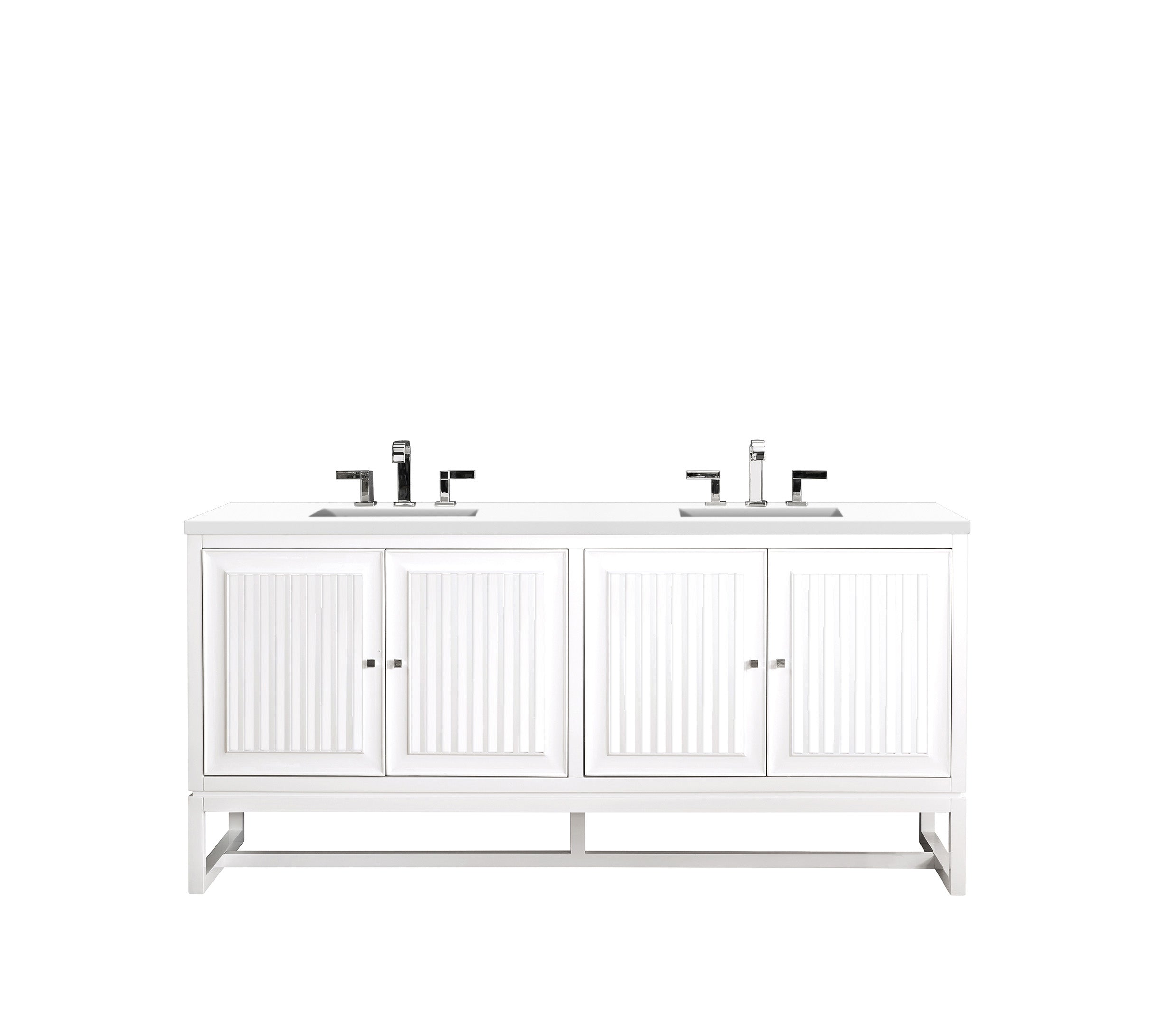 James Martin Athens 72" Double Vanity in Glossy White with 3cm Countertop
