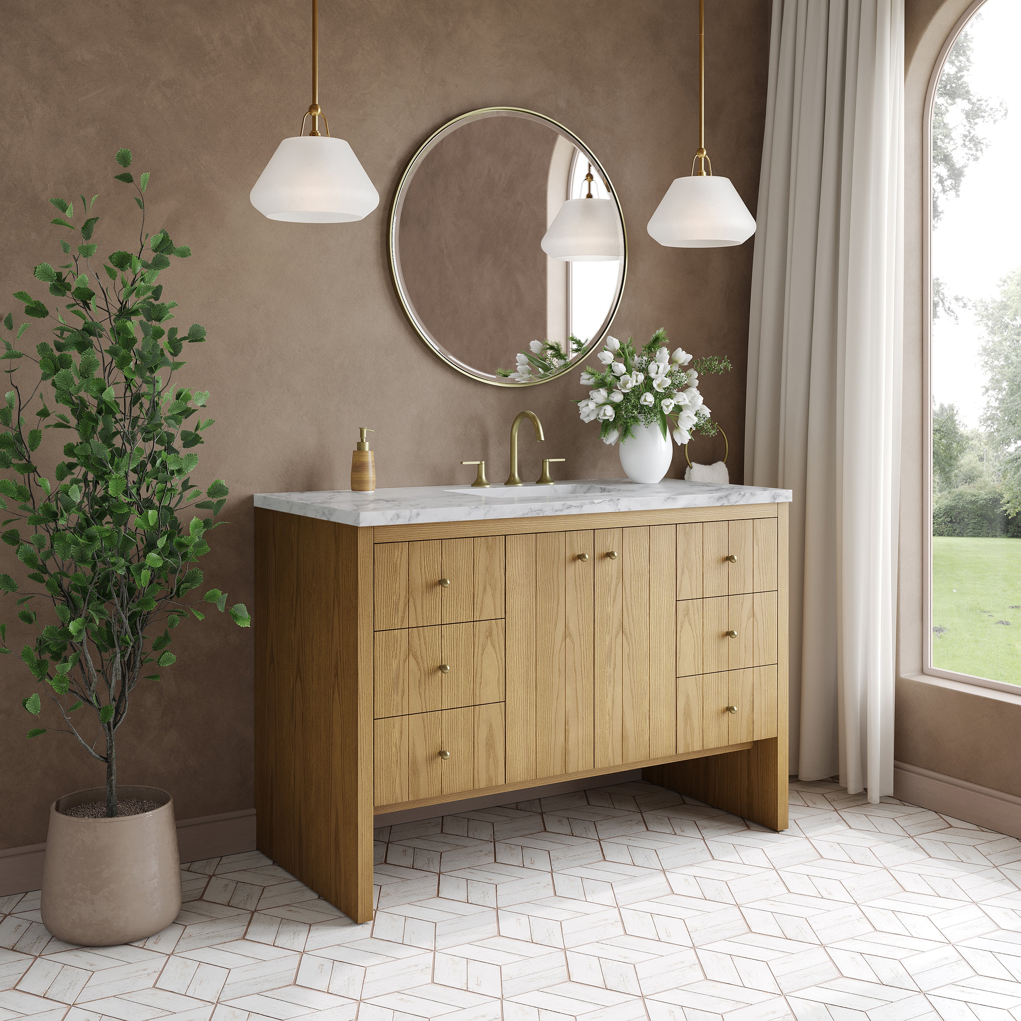James Martin Hudson 48" Single Vanity in Light Natural Oak with 3cm Countertop