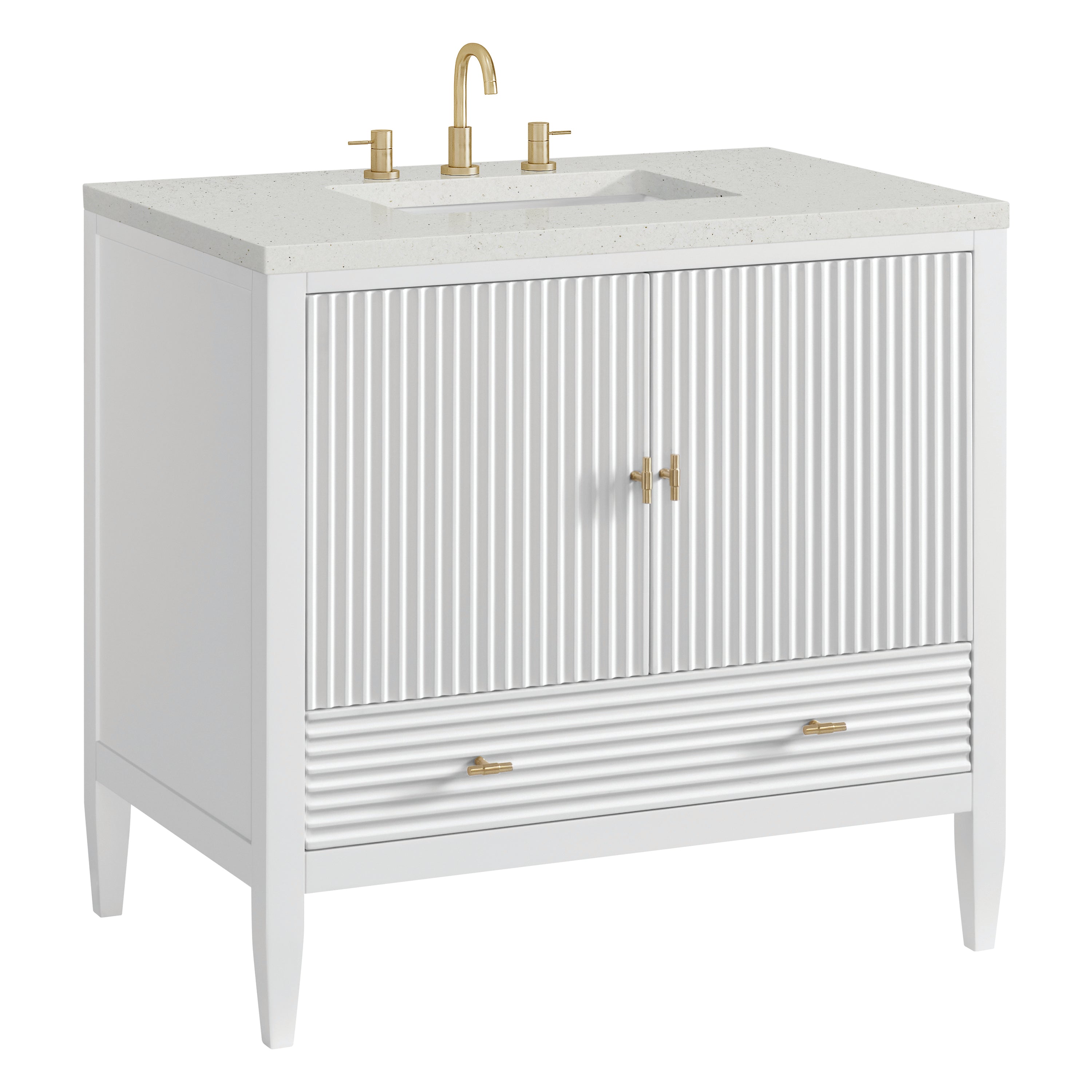 James Martin Myrrin 36" Vanity in Bright White with 3cm Countertop