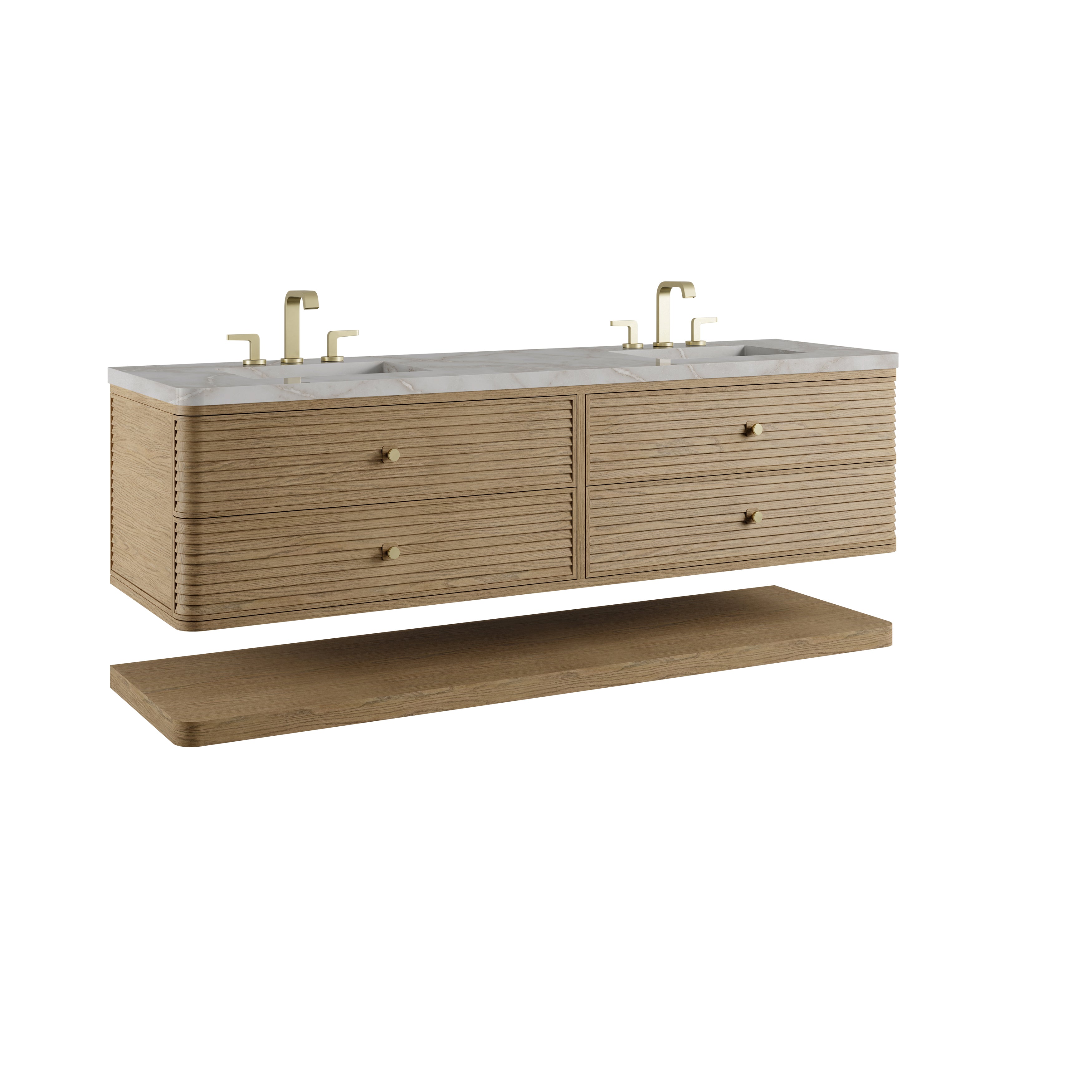 James Martin Allamari 72" Double Vanity in Dune Mist with 3cm Countertop