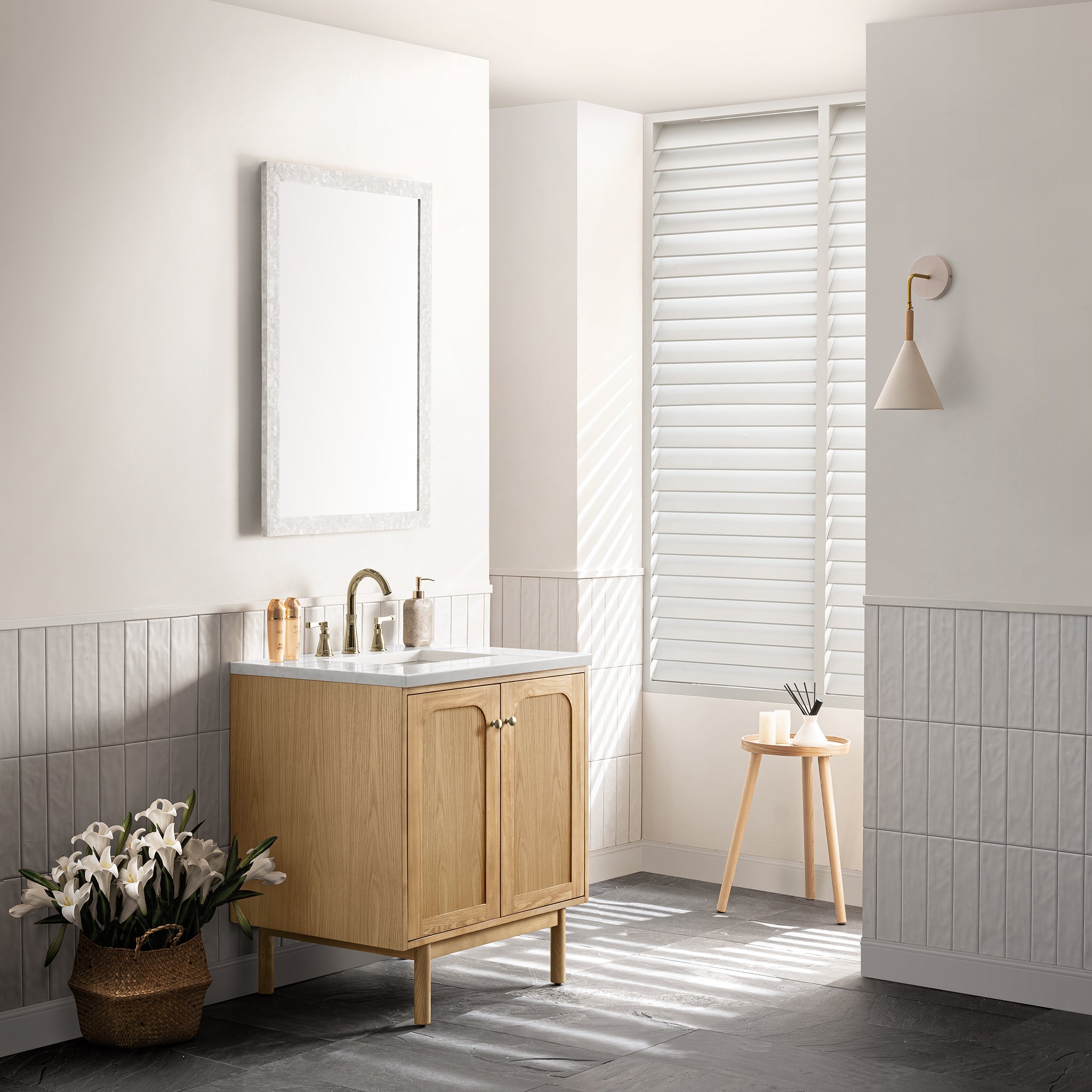 James Martin Laurent 30" Single Vanity in Light Natural Oak with 3cm Countertop