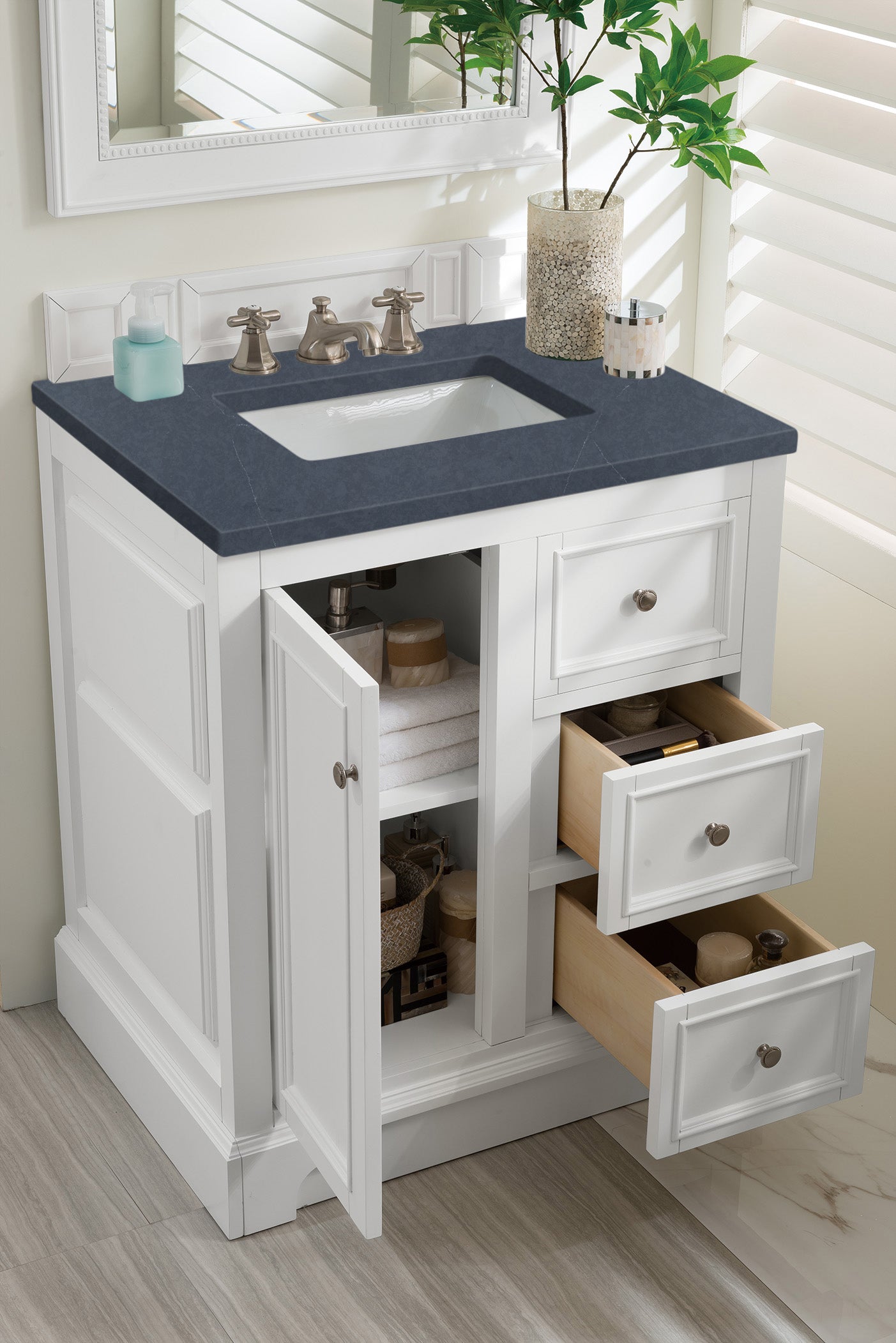 James Martin De Soto 30" Single Vanity in Bright White with 3cm Countertop