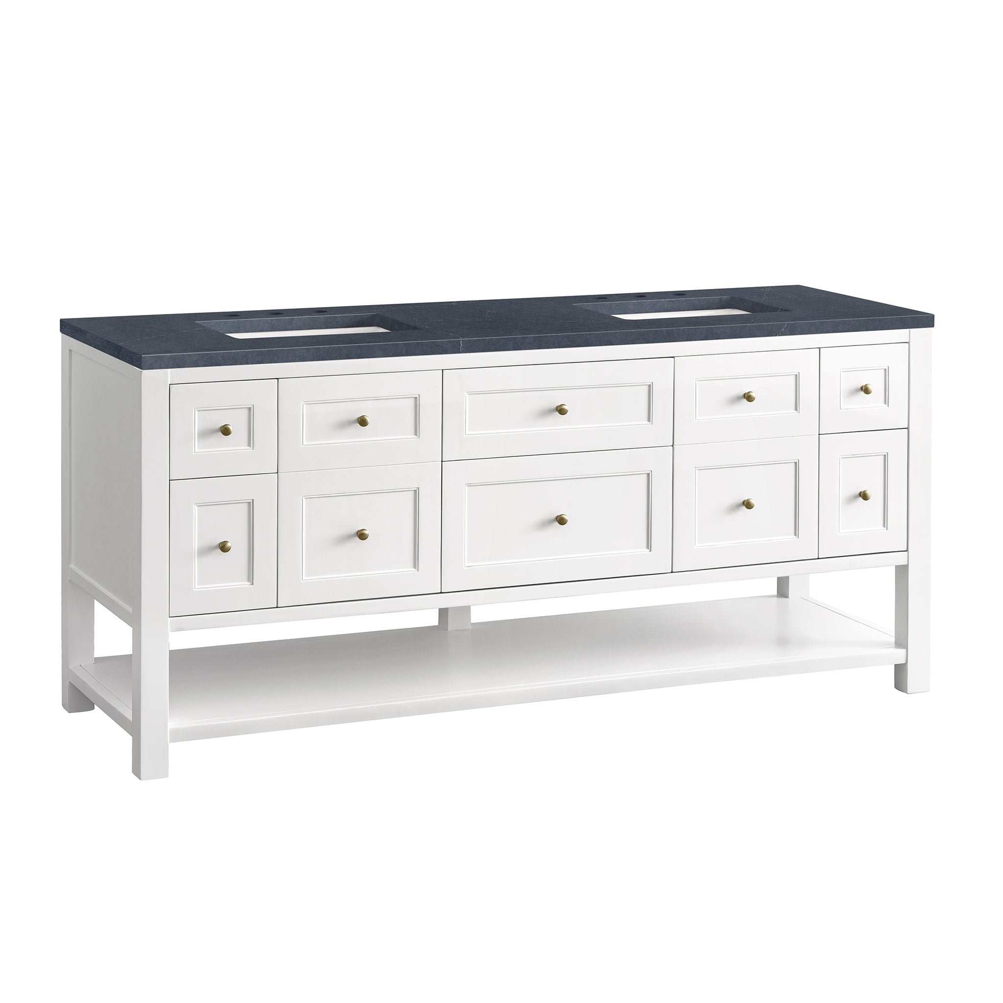 James Martin Breckenridge 72" Double Vanity in Bright White with 3cm Countertop