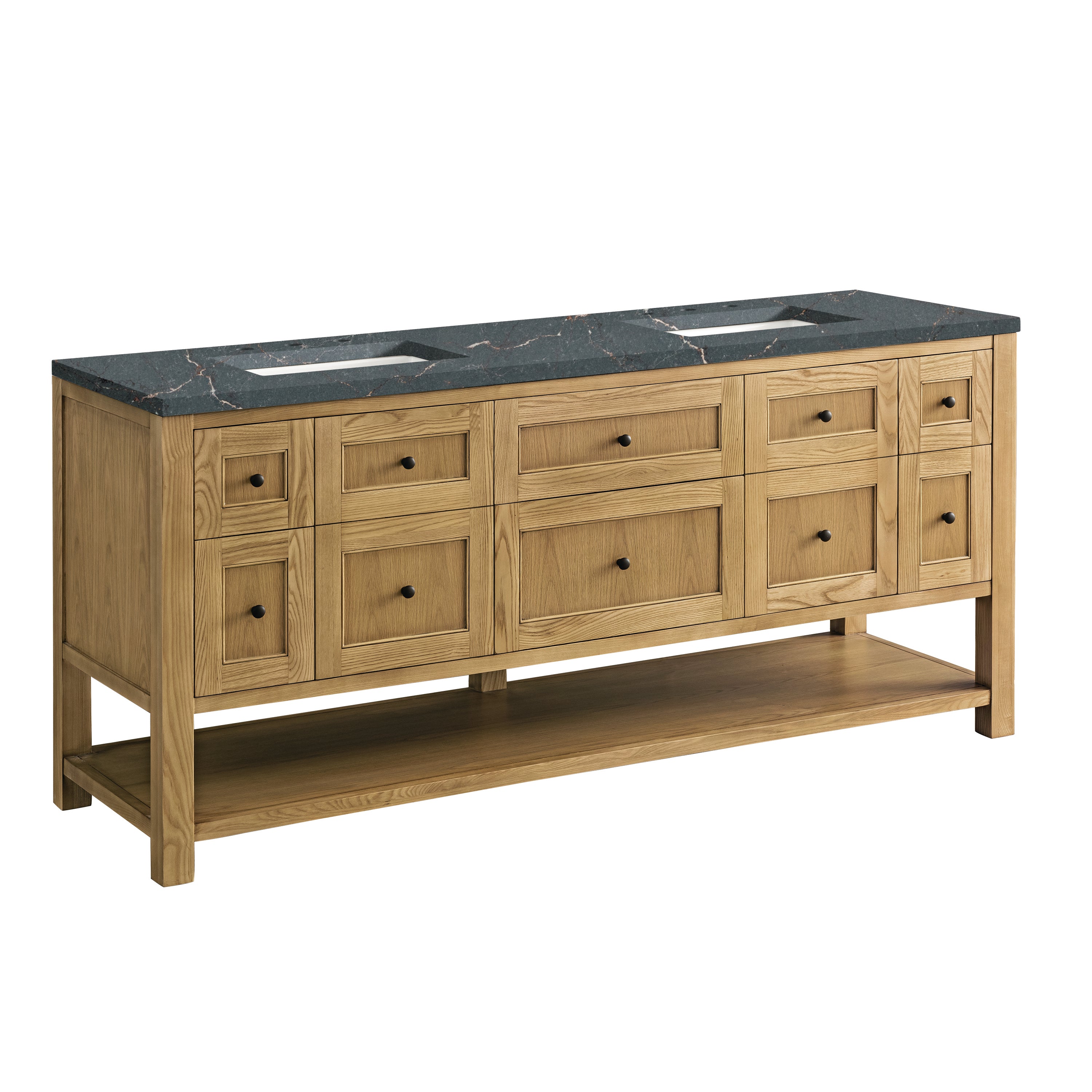 James Martin Breckenridge 72" Double Vanity in Light Natural Oak with 3cm Countertop and FreePower Wireless Charger