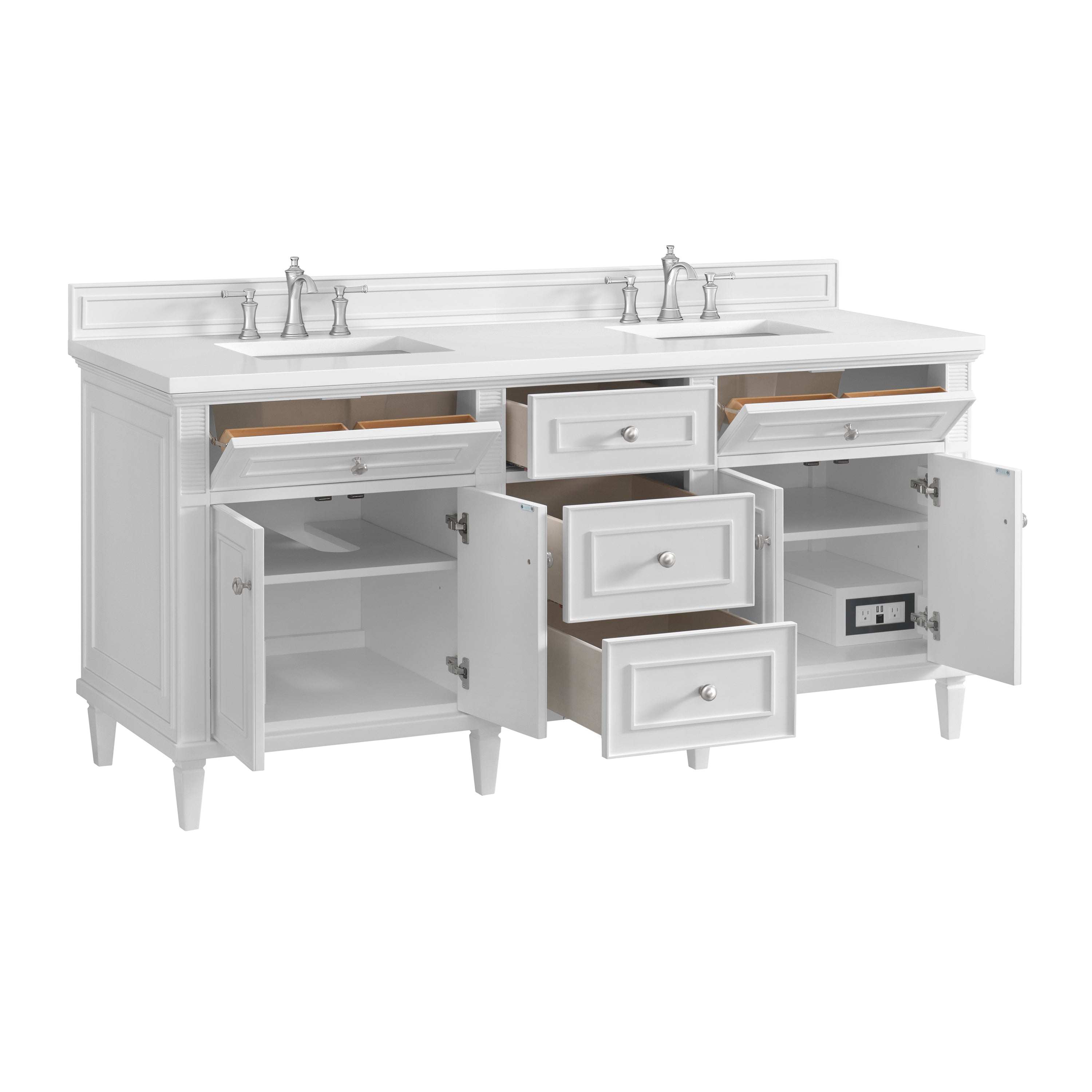 James Martin Lorelai 72" Double Vanity in Bright White with 3cm Countertop