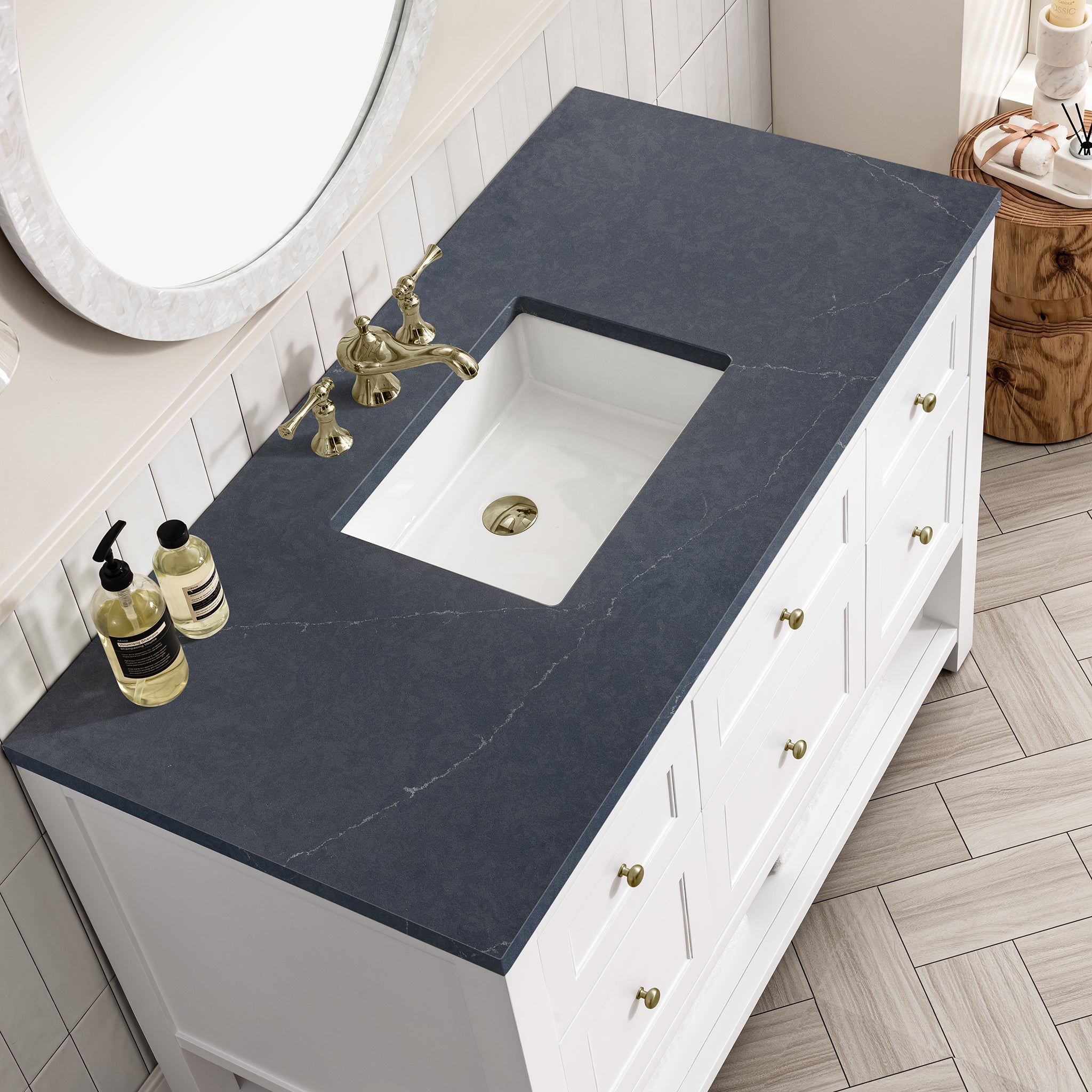 James Martin Breckenridge 48" Single Vanity in Bright White with 3cm Countertop