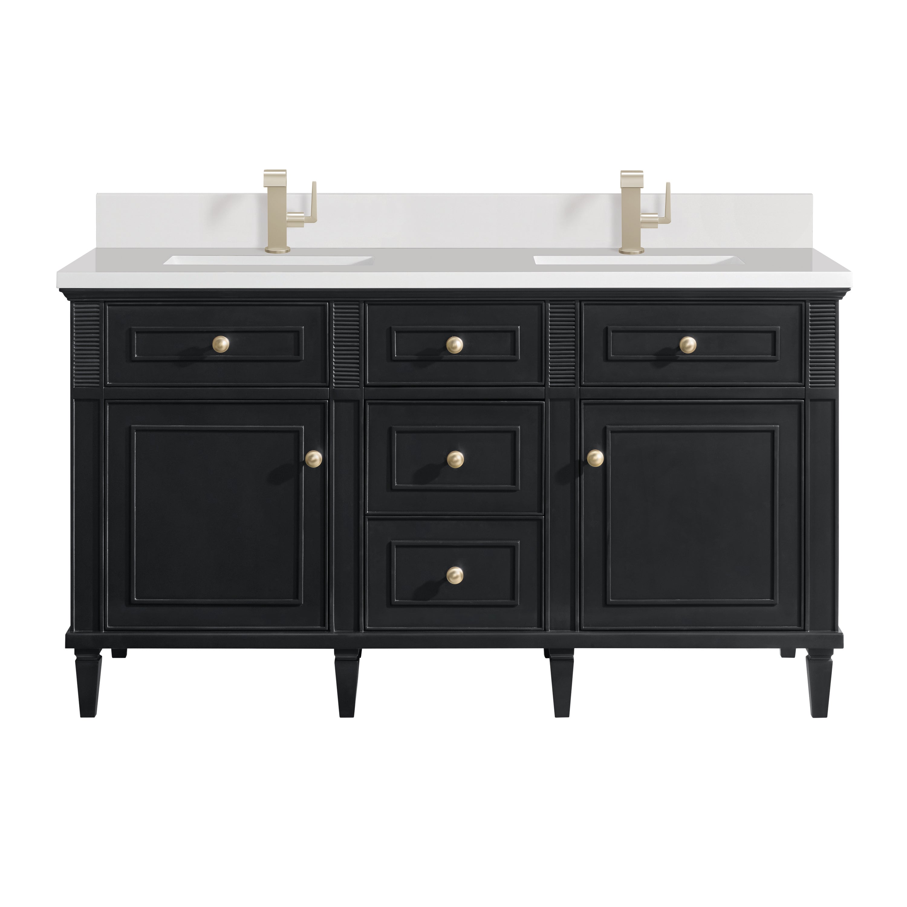 James Martin Lorelai 60" Double Vanity in Black Onyx with 3cm Countertop