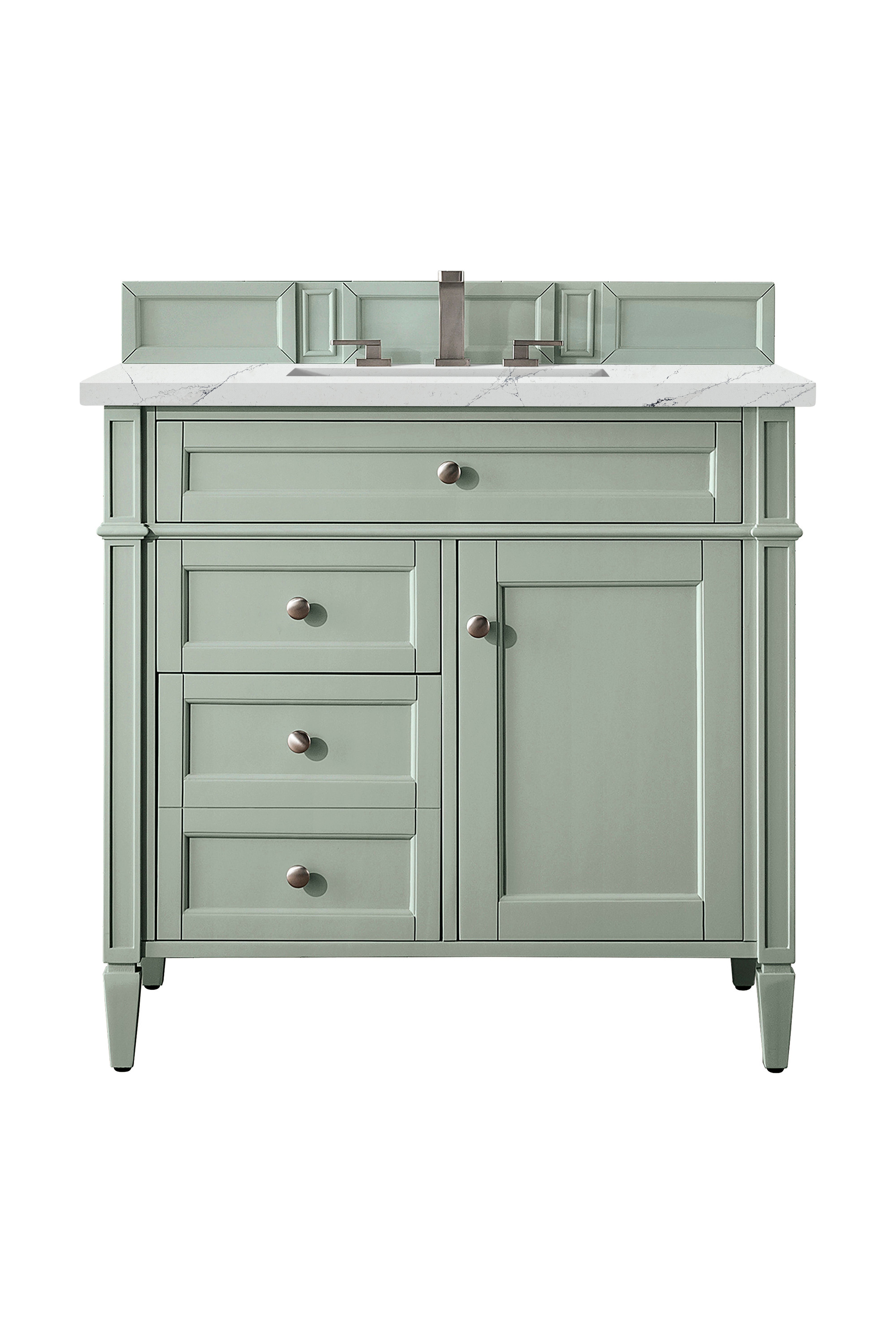James Martin Brittany 36" Single Vanity in Sage Green with 3cm Countertop