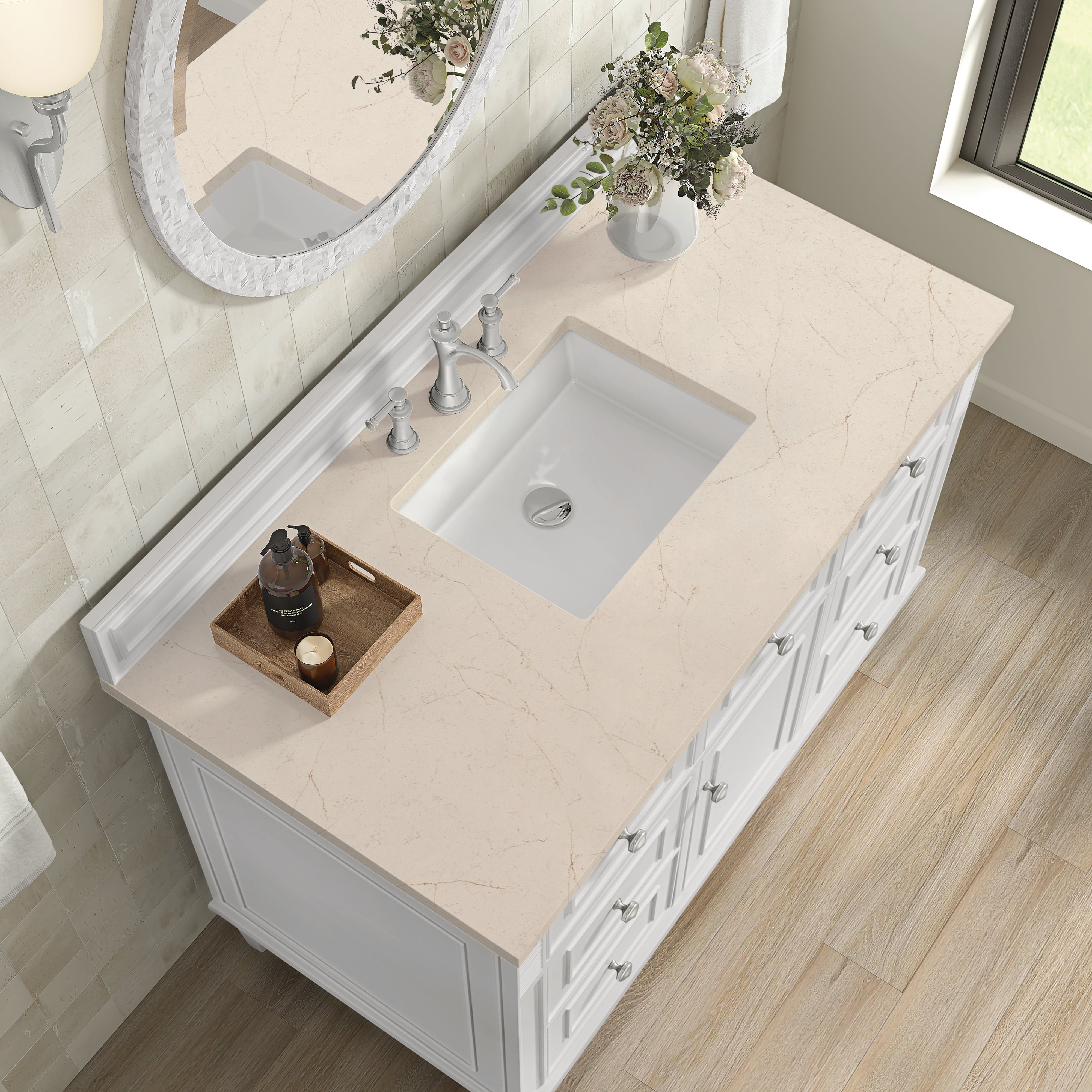 James Martin Lorelai 48" Single Vanity in Bright White with 3cm Countertop