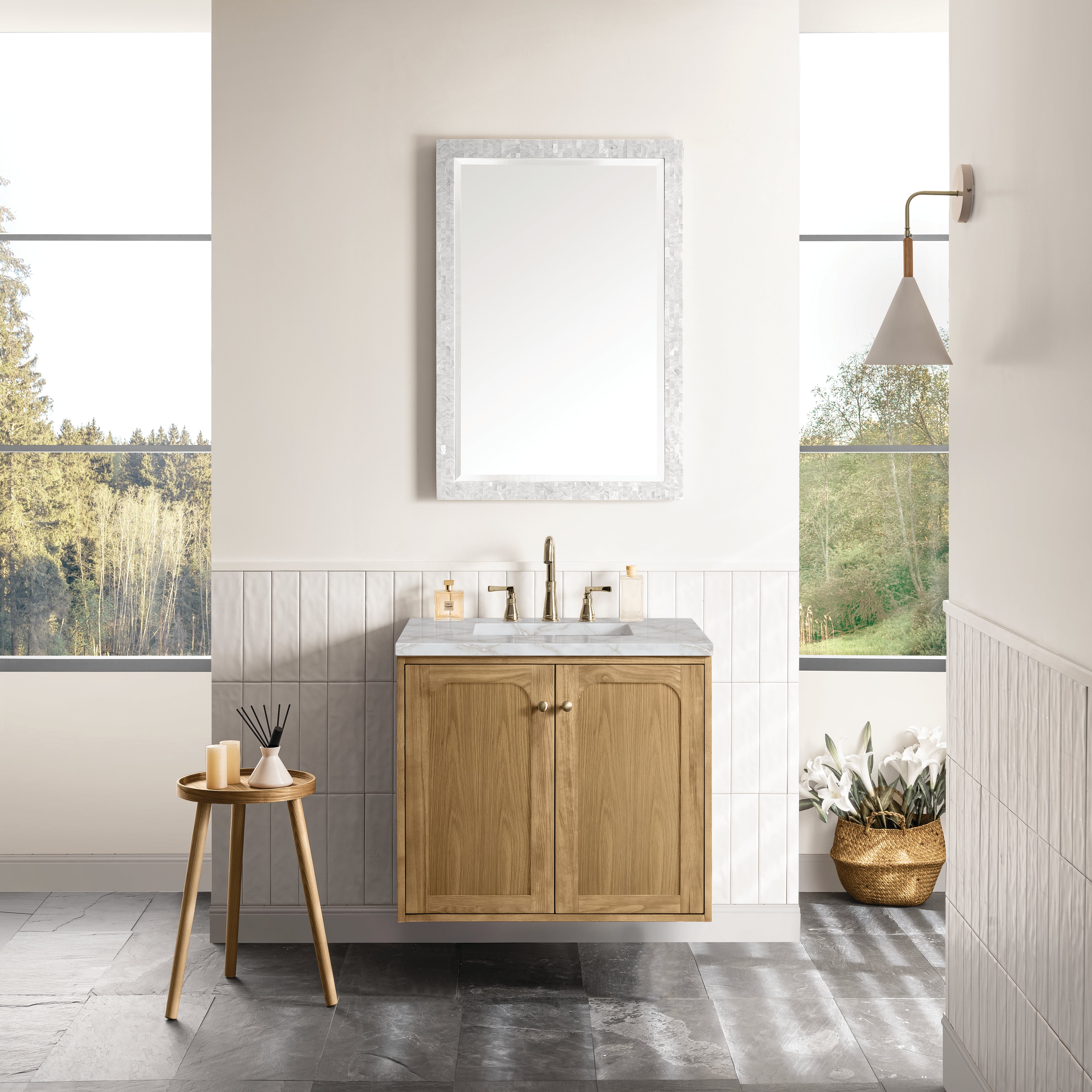 James Martin Laurent 30" Single Vanity in Light Natural Oak with 3cm Countertop