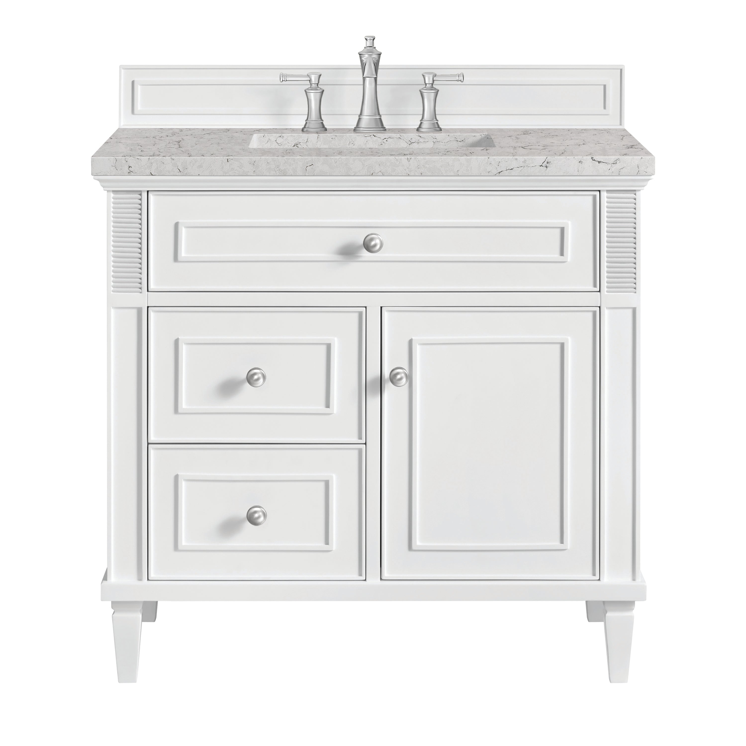 James Martin Lorelai 36" Single Vanity in Bright White with 3cm Countertop
