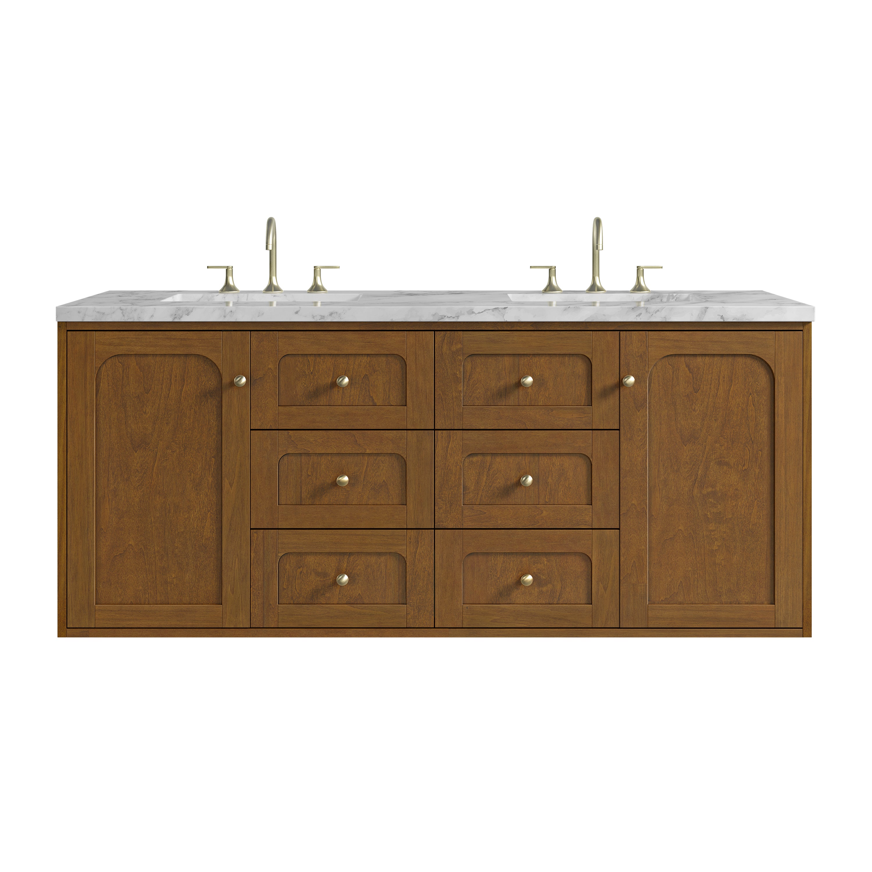 James Martin Laurent 60" Double Vanity in Honey Oak with 3cm Countertop