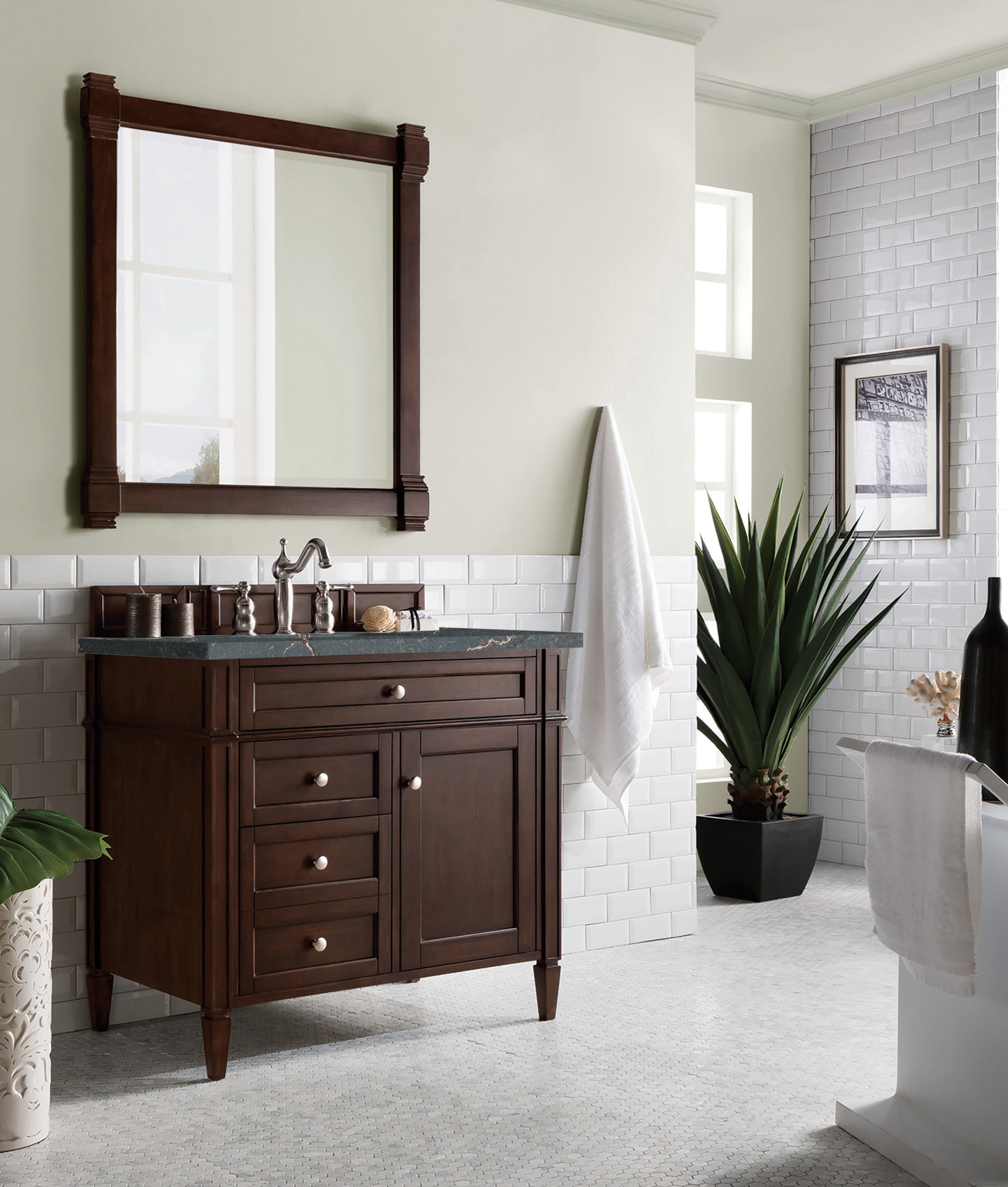 James Martin Brittany 36" Single Vanity in Burnished Mahogany with 3cm Countertop
