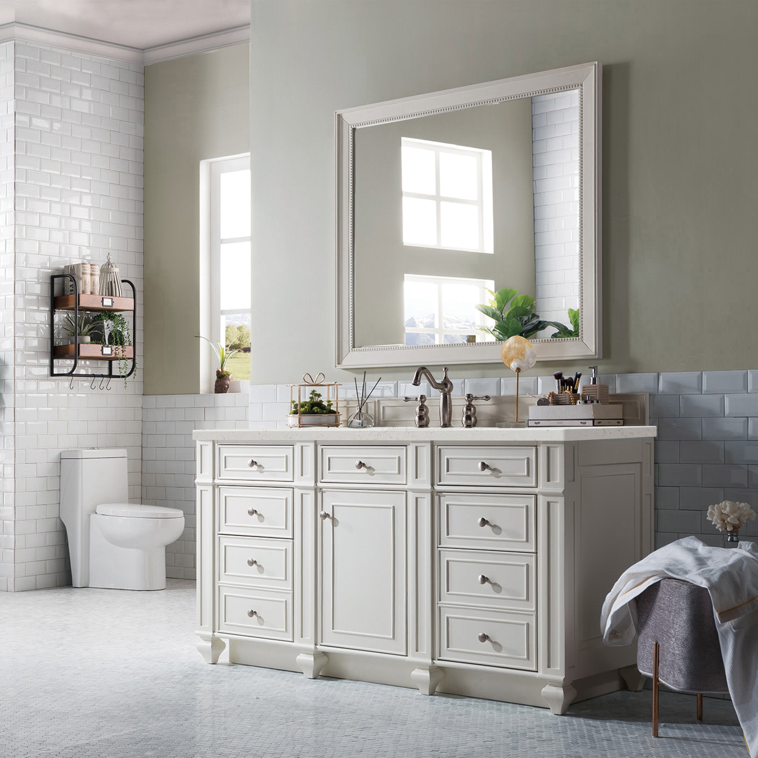 James Martin Bristol 60" Single Vanity in Bright White with 3cm Countertop