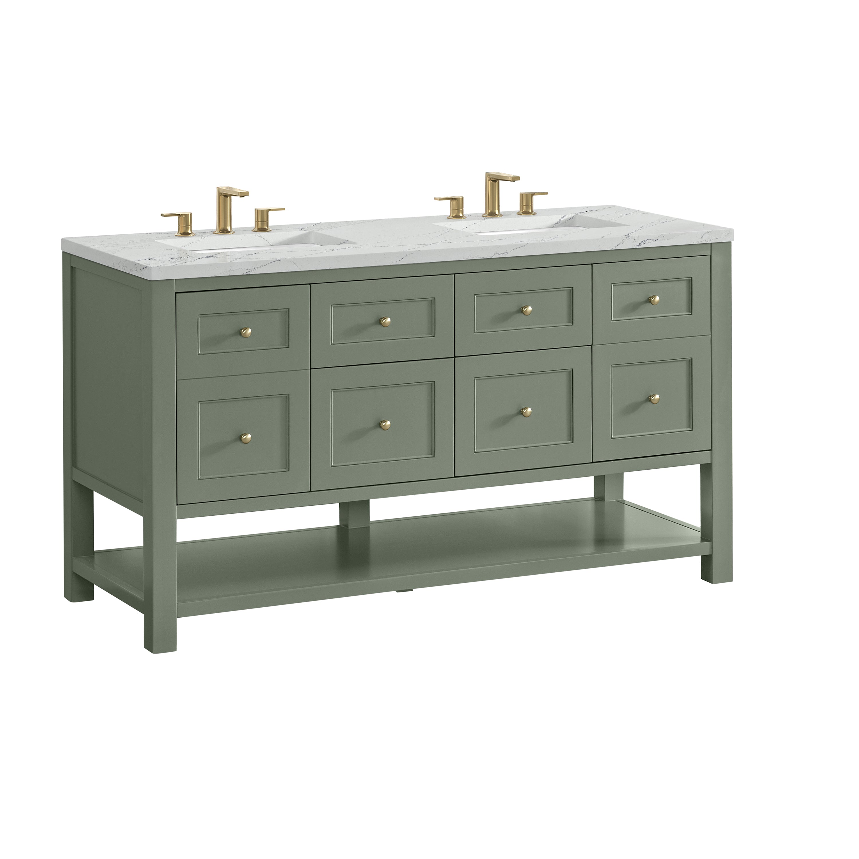 James Martin Breckenridge 60" Double Vanity in Smokey Celadon with 3cm Countertop