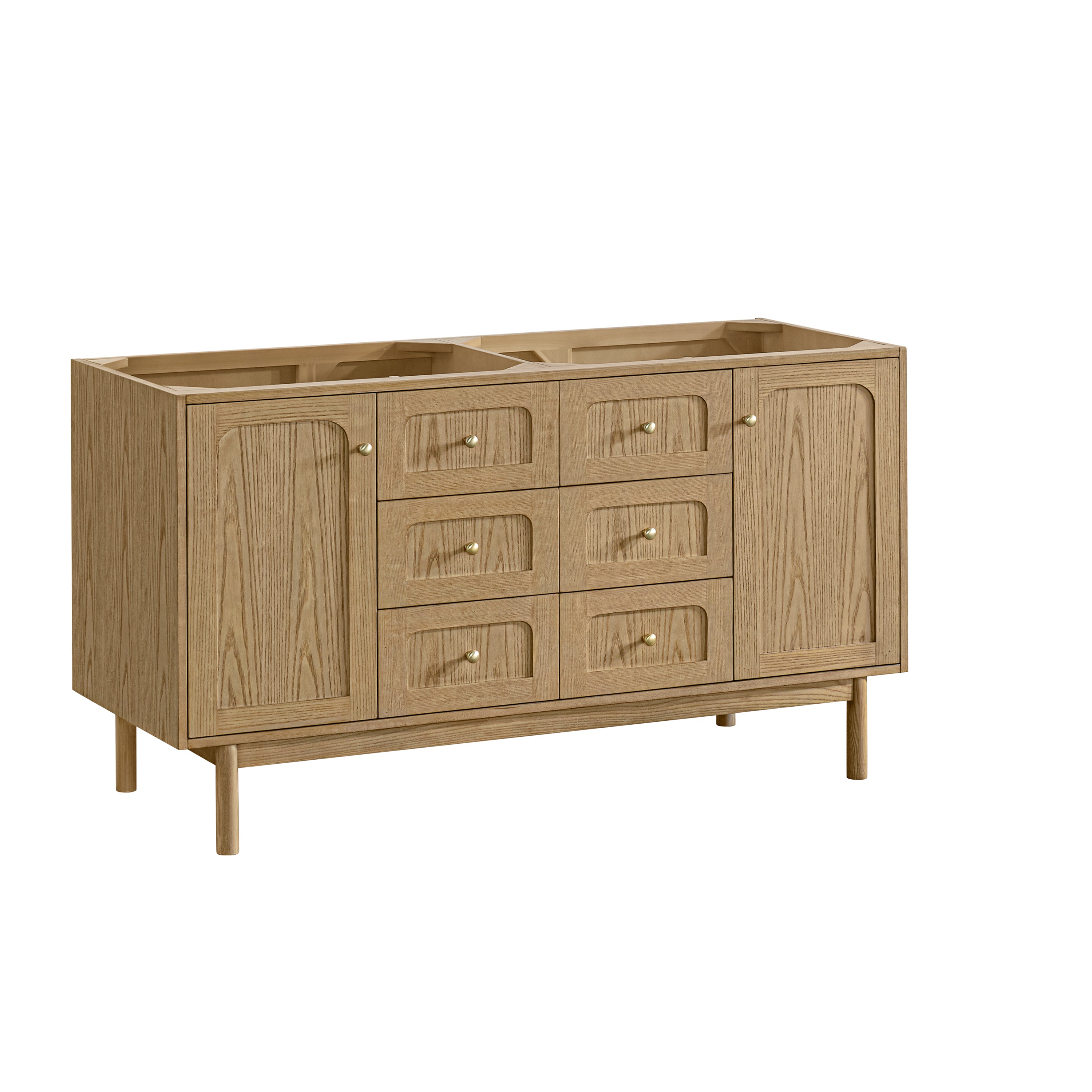 James Martin Laurent 60" Double Vanity in Light Natural Oak with 3cm Countertop and FreePower Wireless Charger