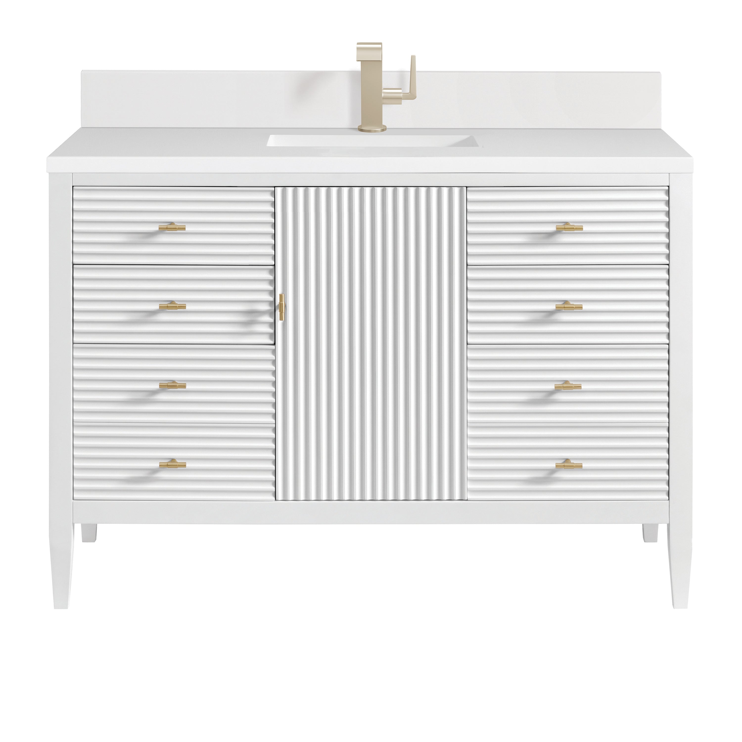 James Martin Myrrin 48" Single Vanity in Bright White with 3cm Countertop