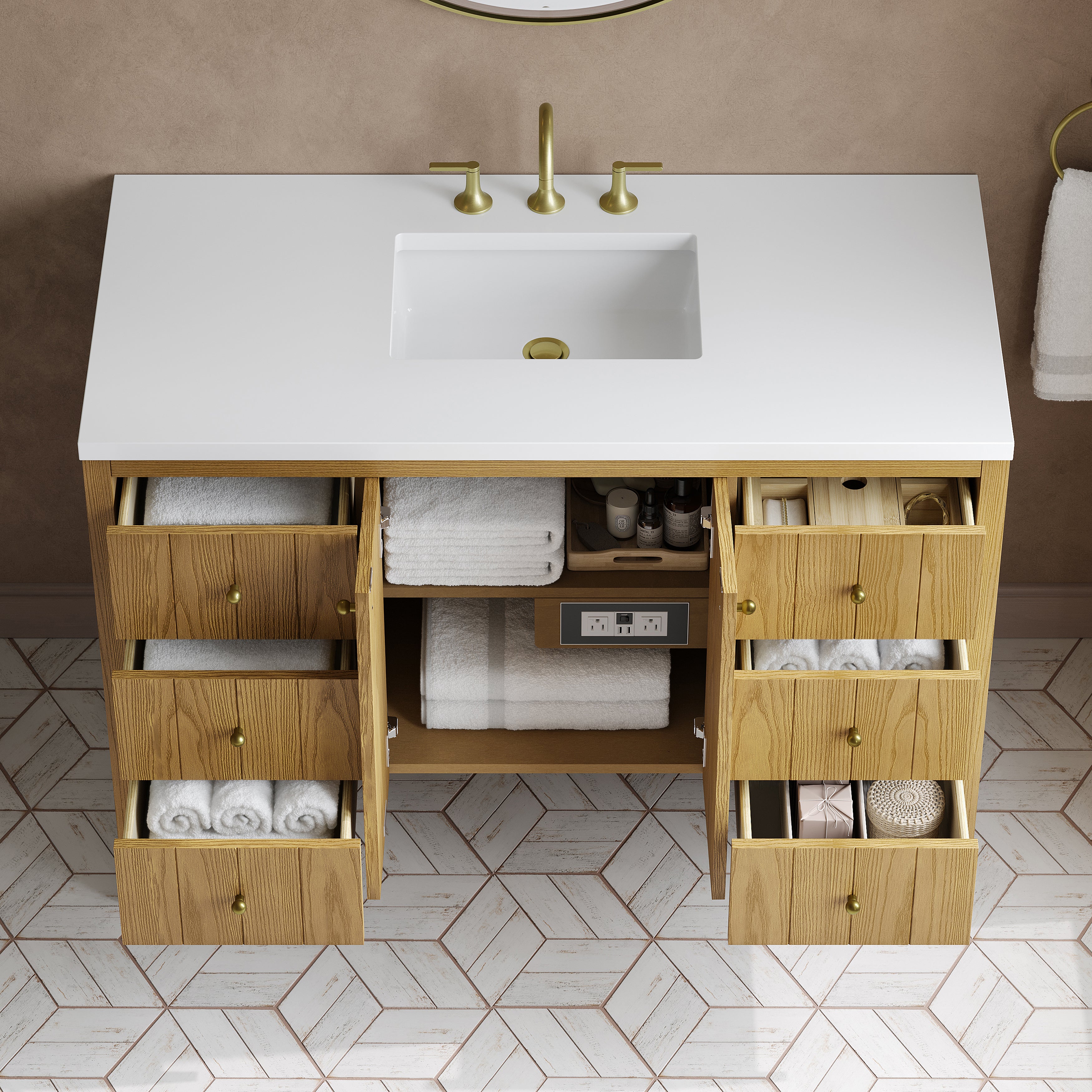 James Martin Hudson 48" Single Vanity in Light Natural Oak with 3cm Countertop
