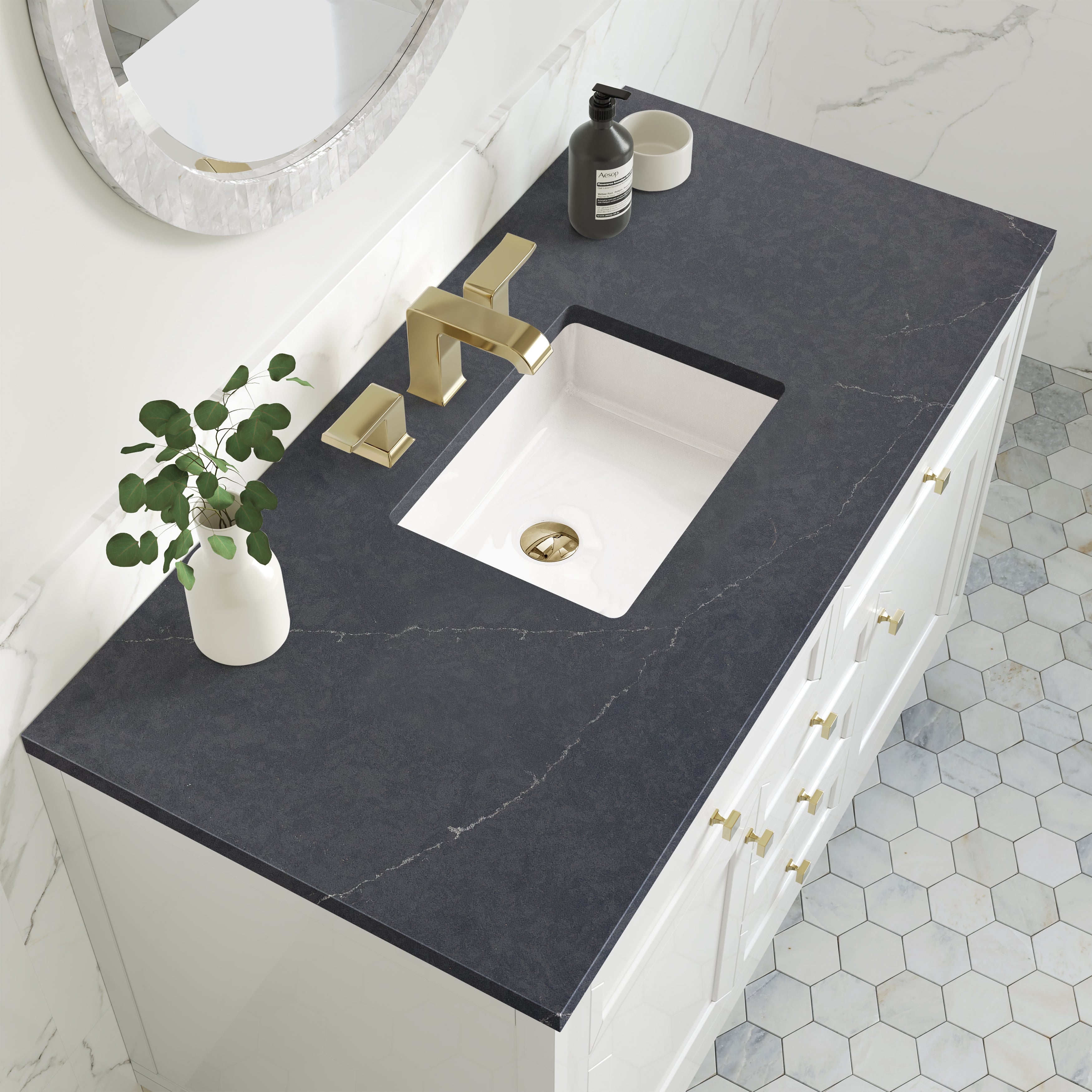 James Martin Chicago 48" Single Vanity in Glossy White with 3cm Countertop
