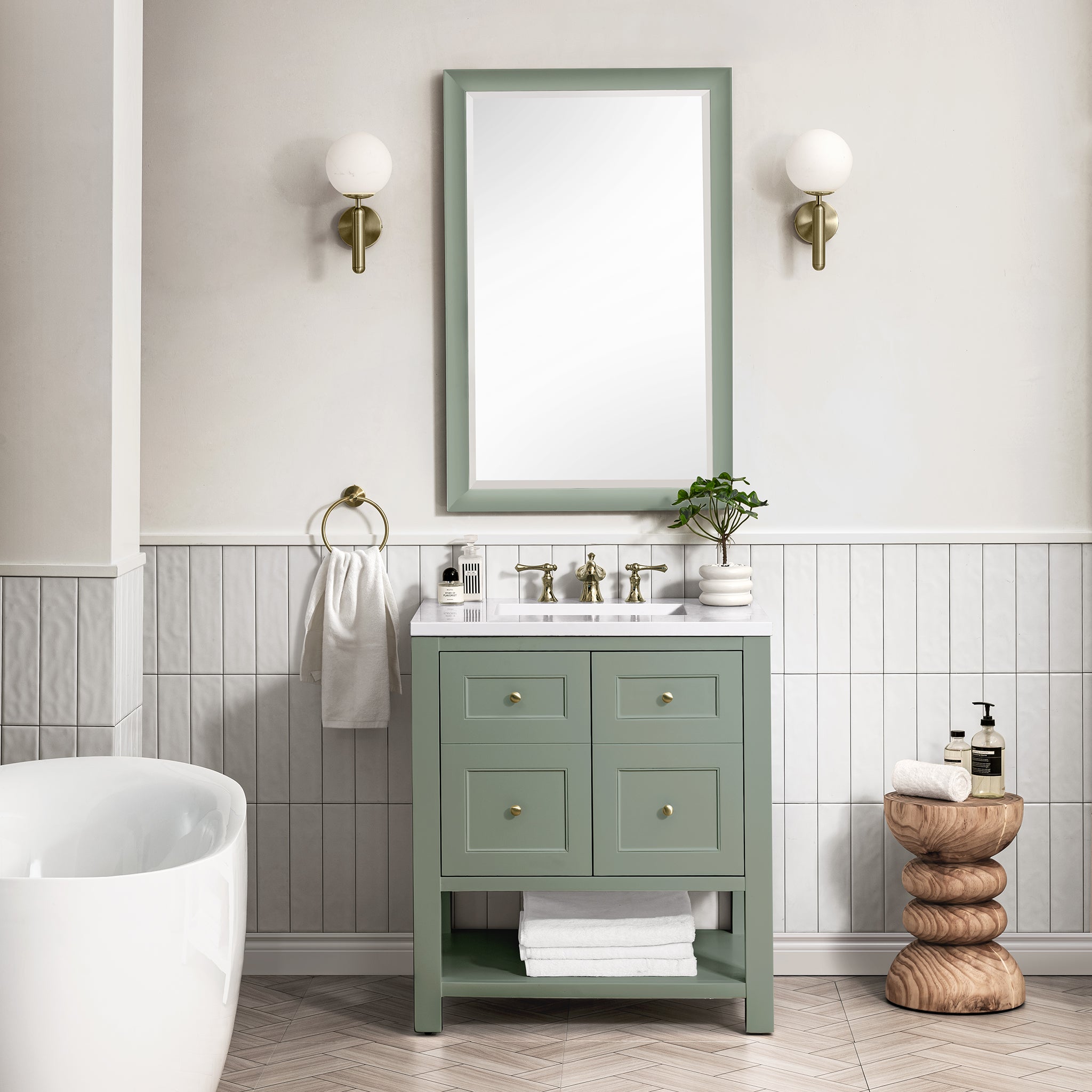 James Martin Breckenridge 30" Single Vanity in Smokey Celadon with 3cm Countertop