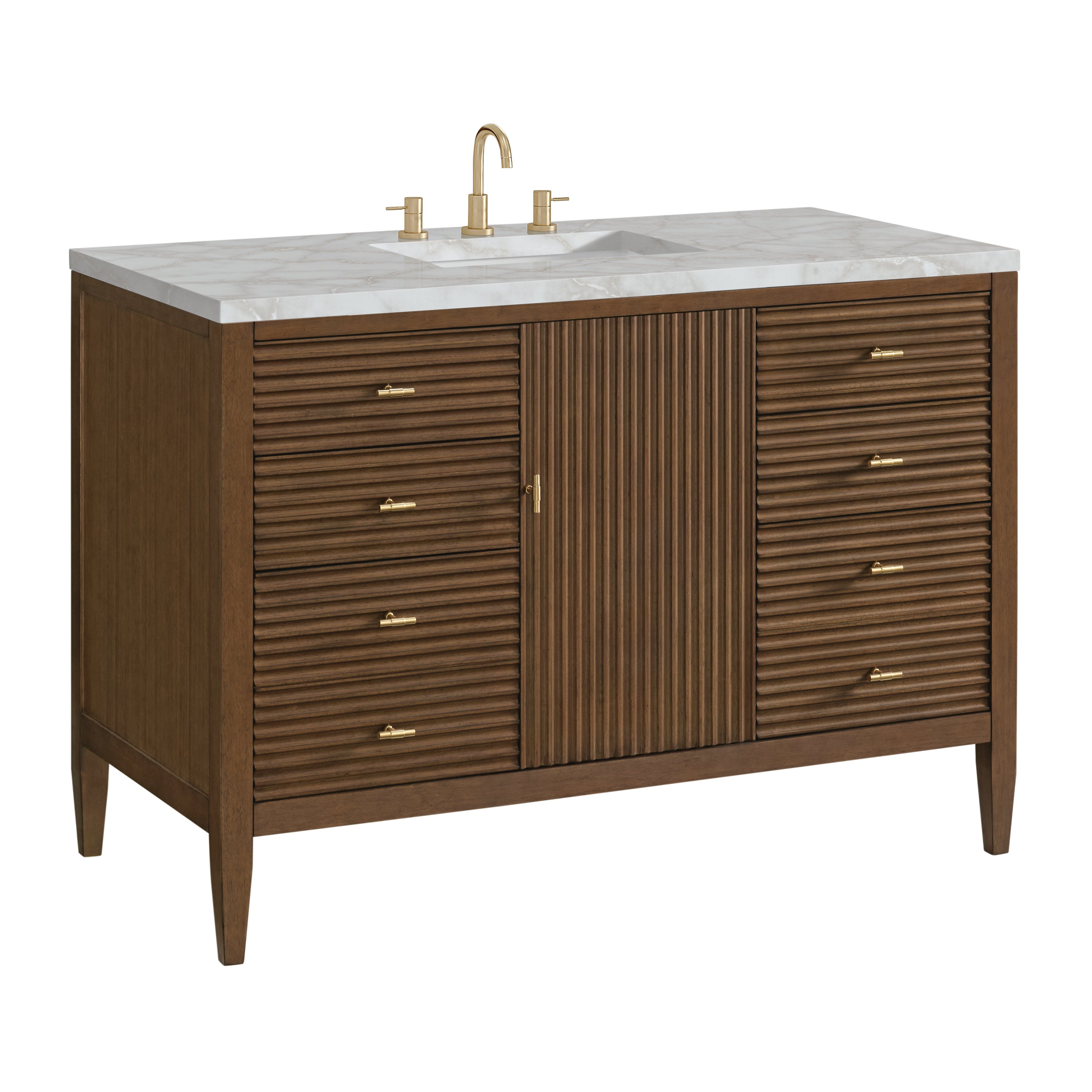 James Martin Myrrin 48" Single Vanity in Mid Century Walnut with 3cm Countertop