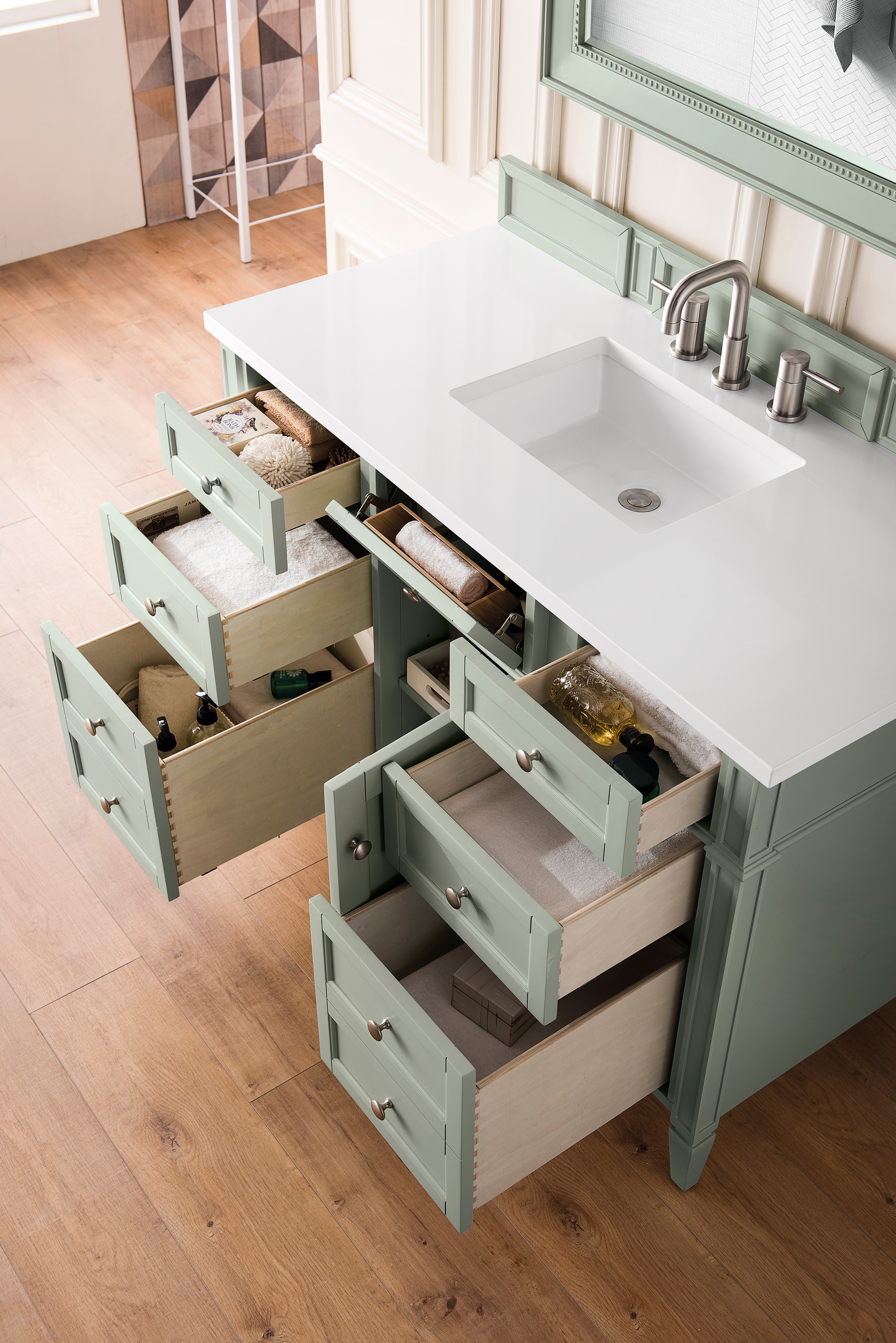 James Martin Brittany 48" Single Vanity in Sage Green with 3cm Countertop