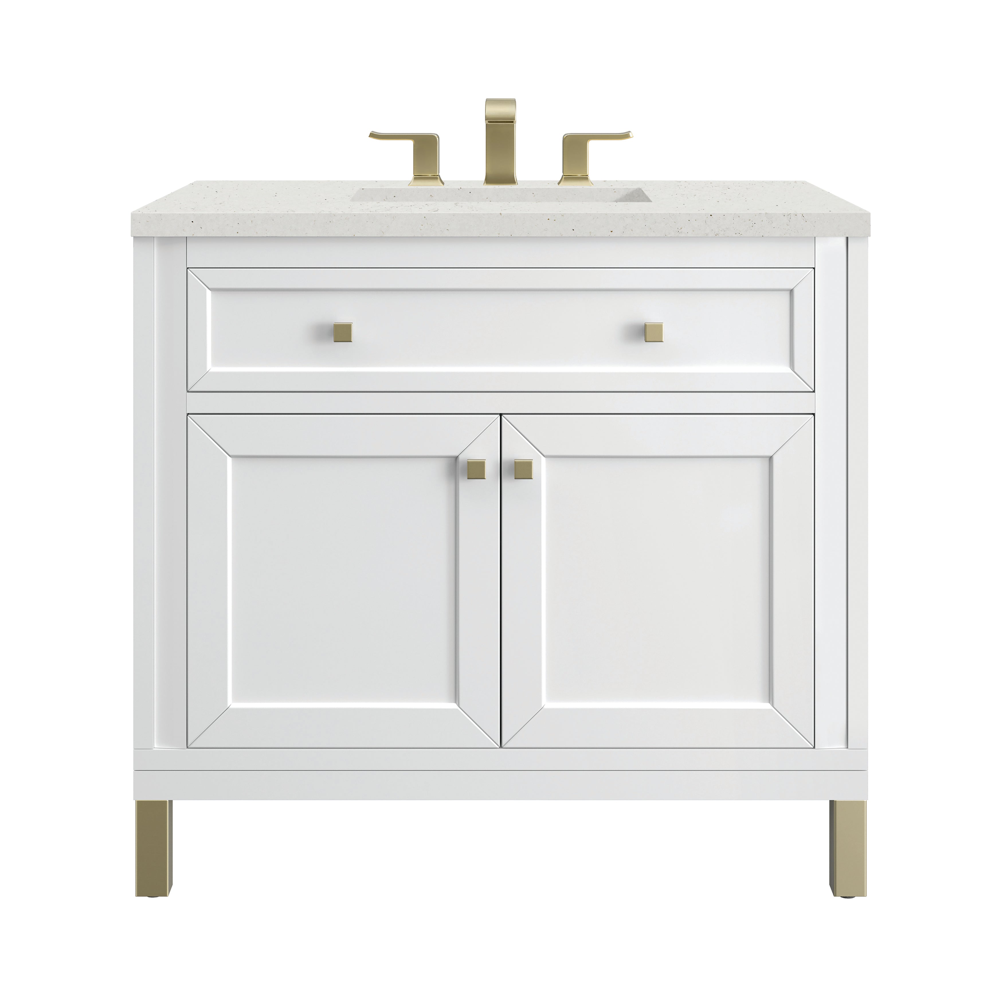 James Martin Chicago 36" Single Vanity in Glossy White with 3cm Countertop