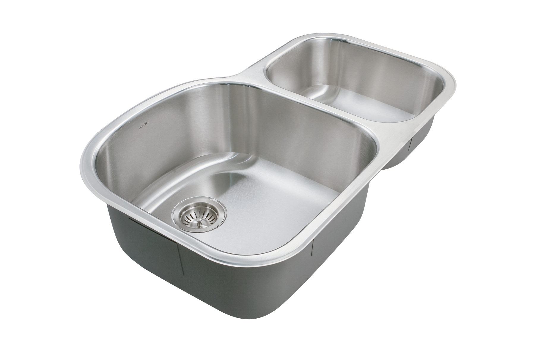 Houzer Medallion 32" Stainless Steel Undermount 70/30 Double Small Right Bowl Kitchen Sink with Strainer