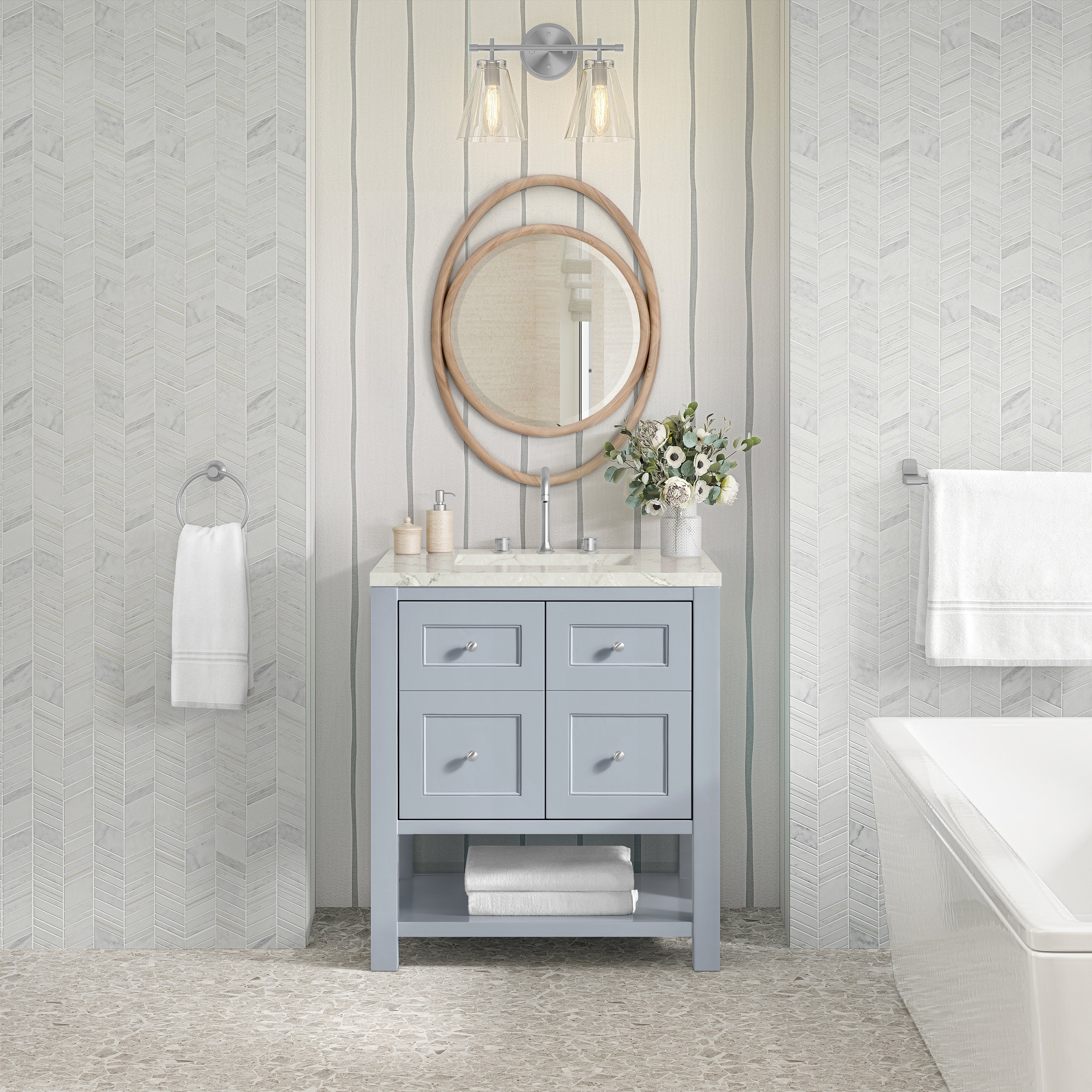 James Martin Breckenridge 30" Single in Serenity Blue with 3cm Countertop