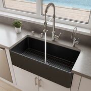 ALFI brand ABF3618 Smooth Apron 36" x 18" Single Bowl Fireclay Farm Sink
