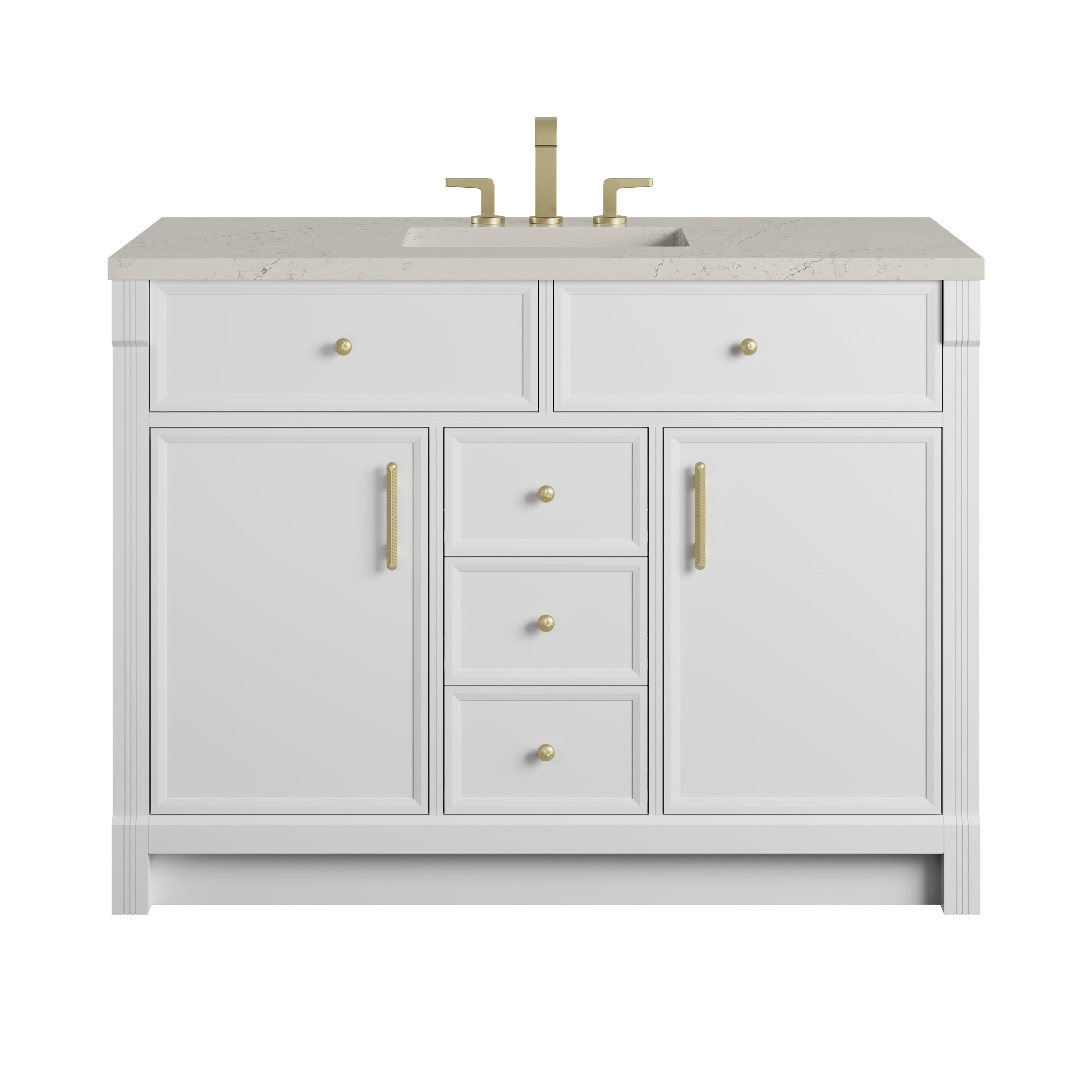 James Martin Bellshire 48" Single Vanity in Bright White with 3cm Countertop and FreePower Wireless Charger