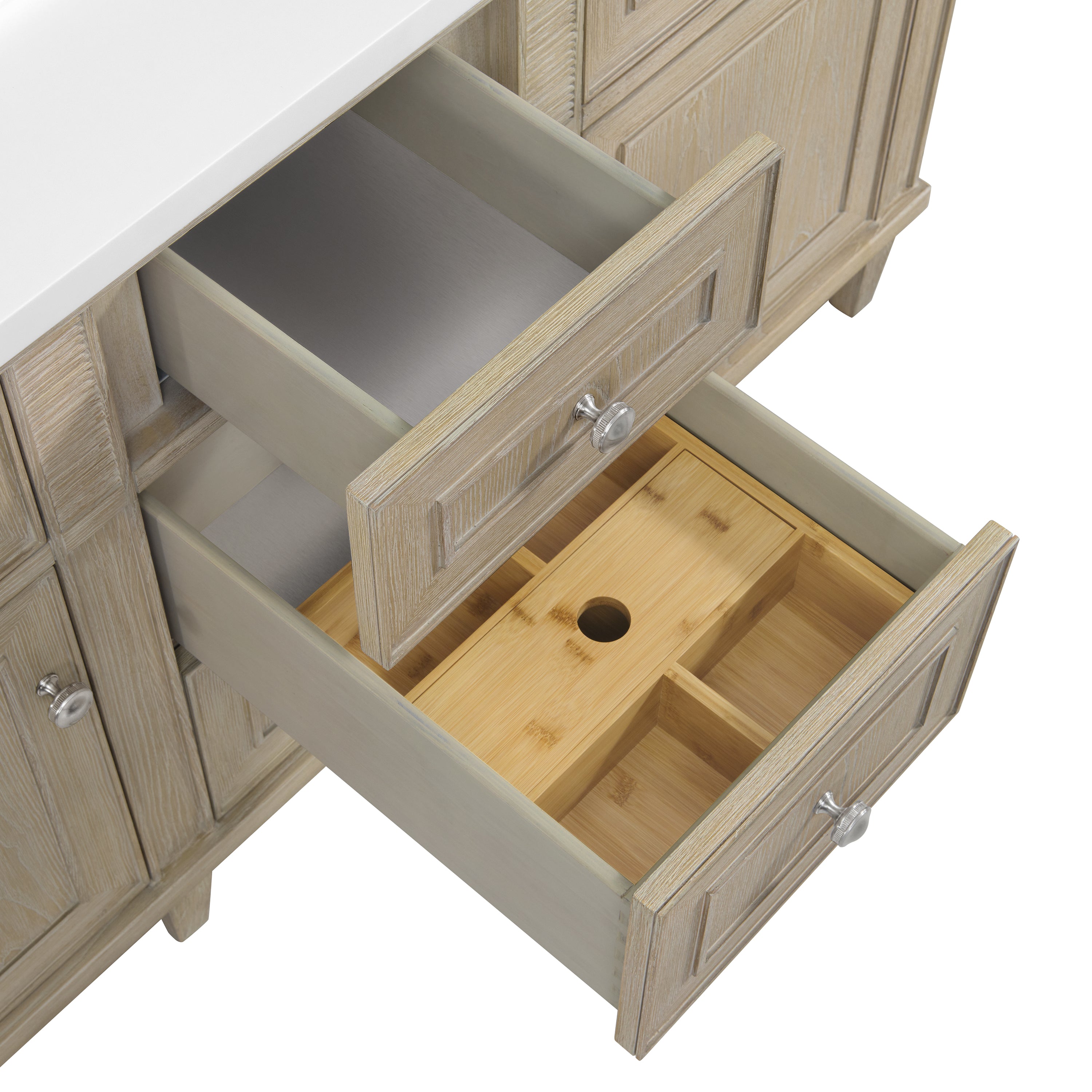 James Martin Lorelai 60" Double Vanity in Whitewashed Oak with 3cm Countertop