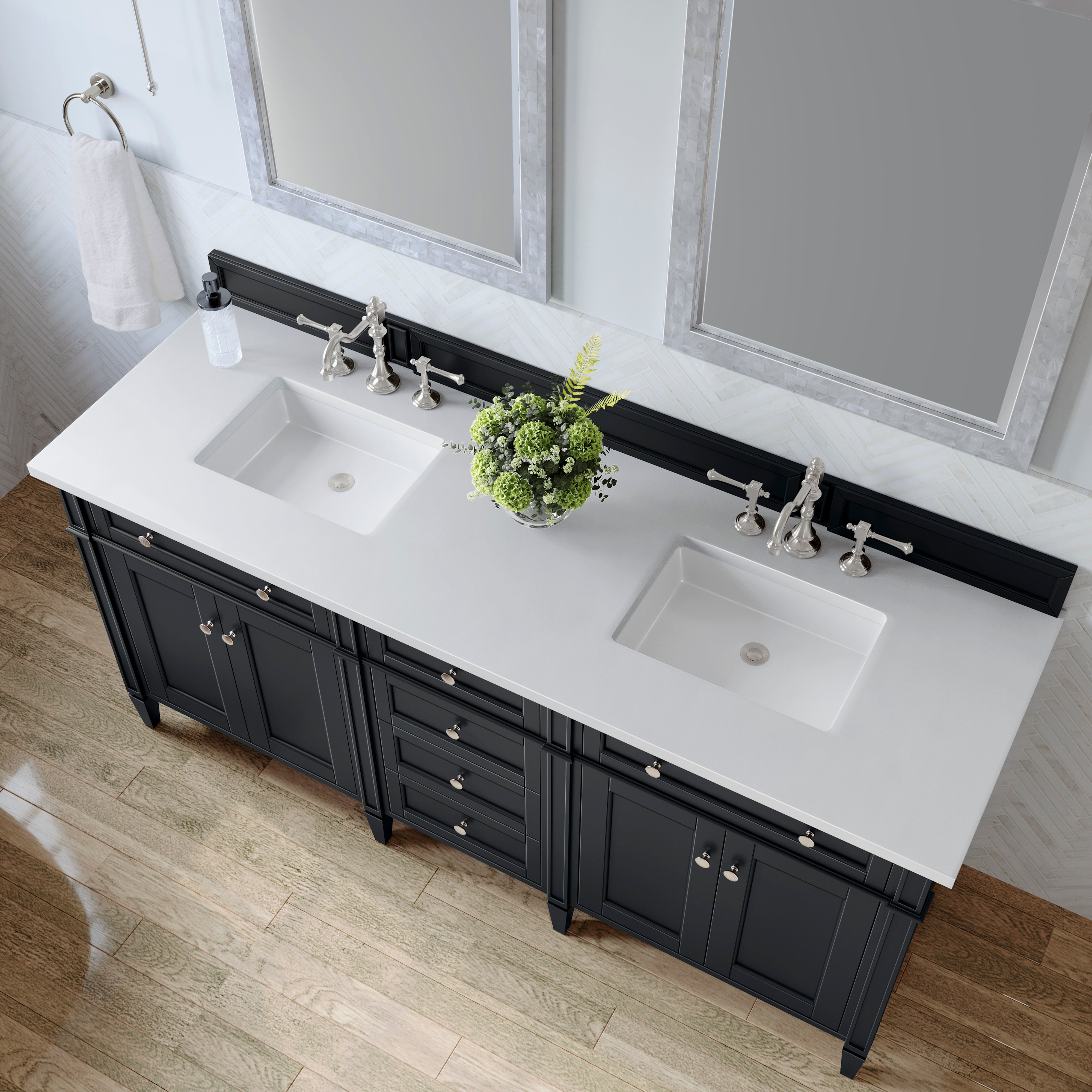 James Martin Brittany 72" Double Vanity in Black Onyx with 3cm Countertop