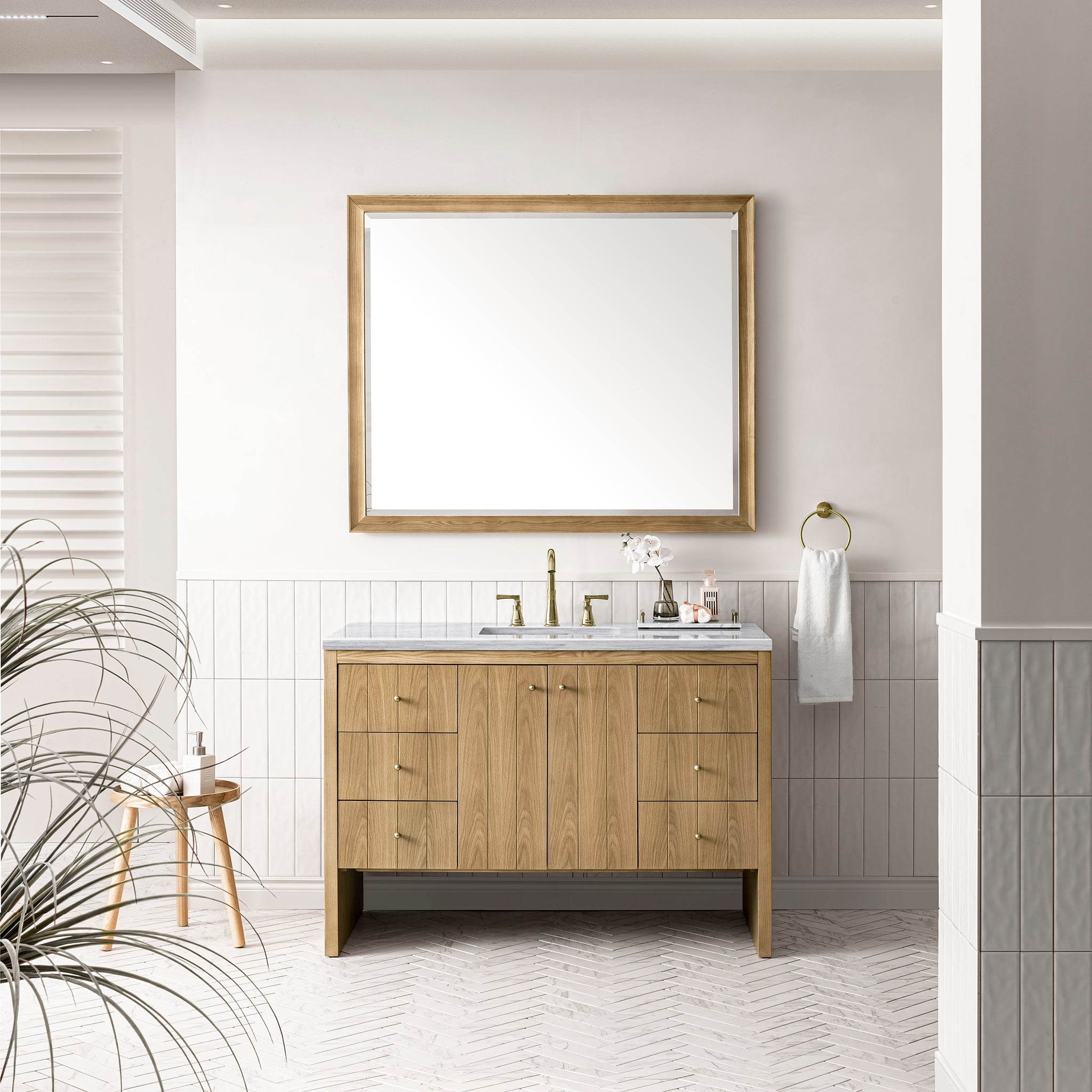 James Martin Hudson 48" Single Vanity in Light Natural Oak with 3cm Countertop