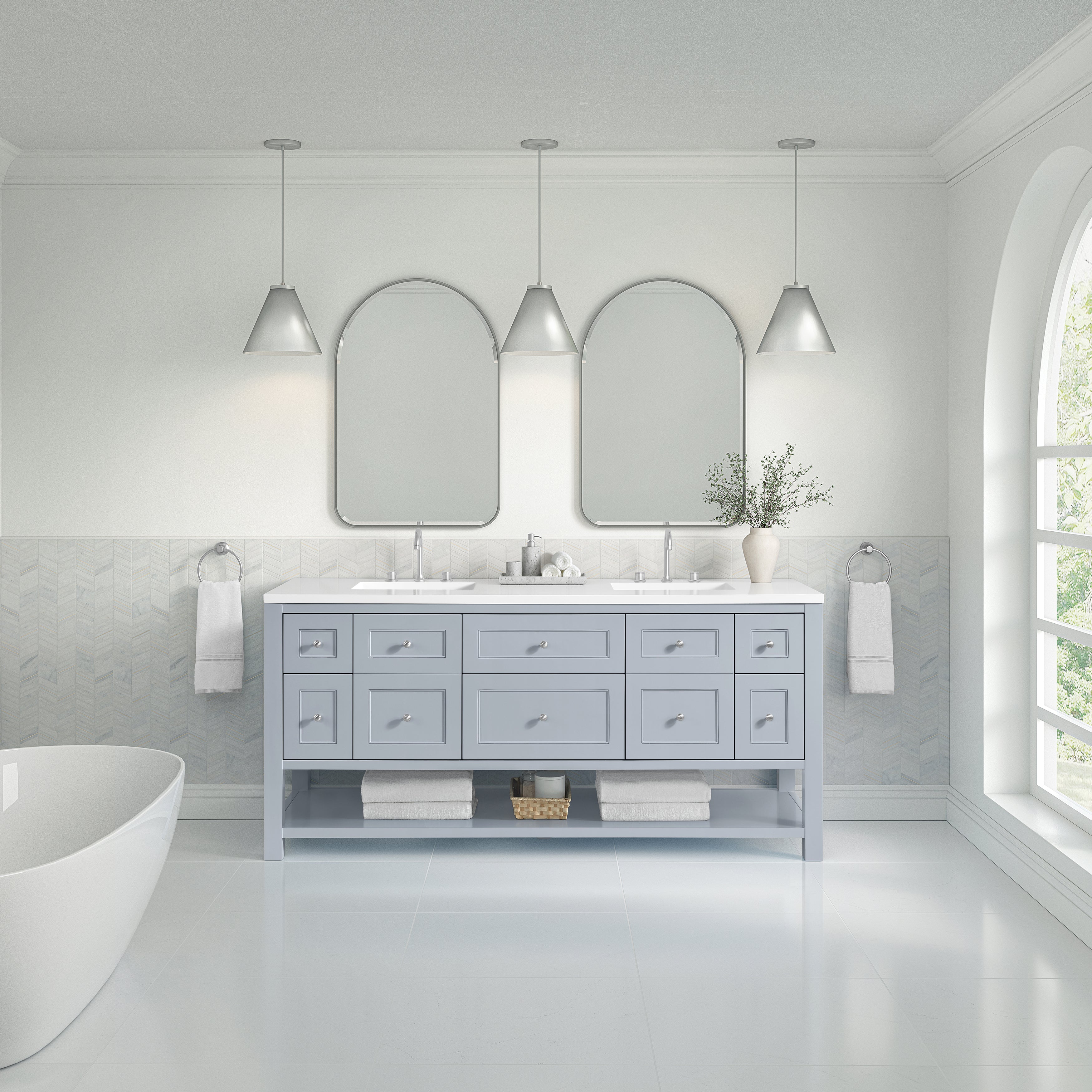 James Martin Breckenridge 72" Double Vanity in Serenity Blue with 3cm Countertop