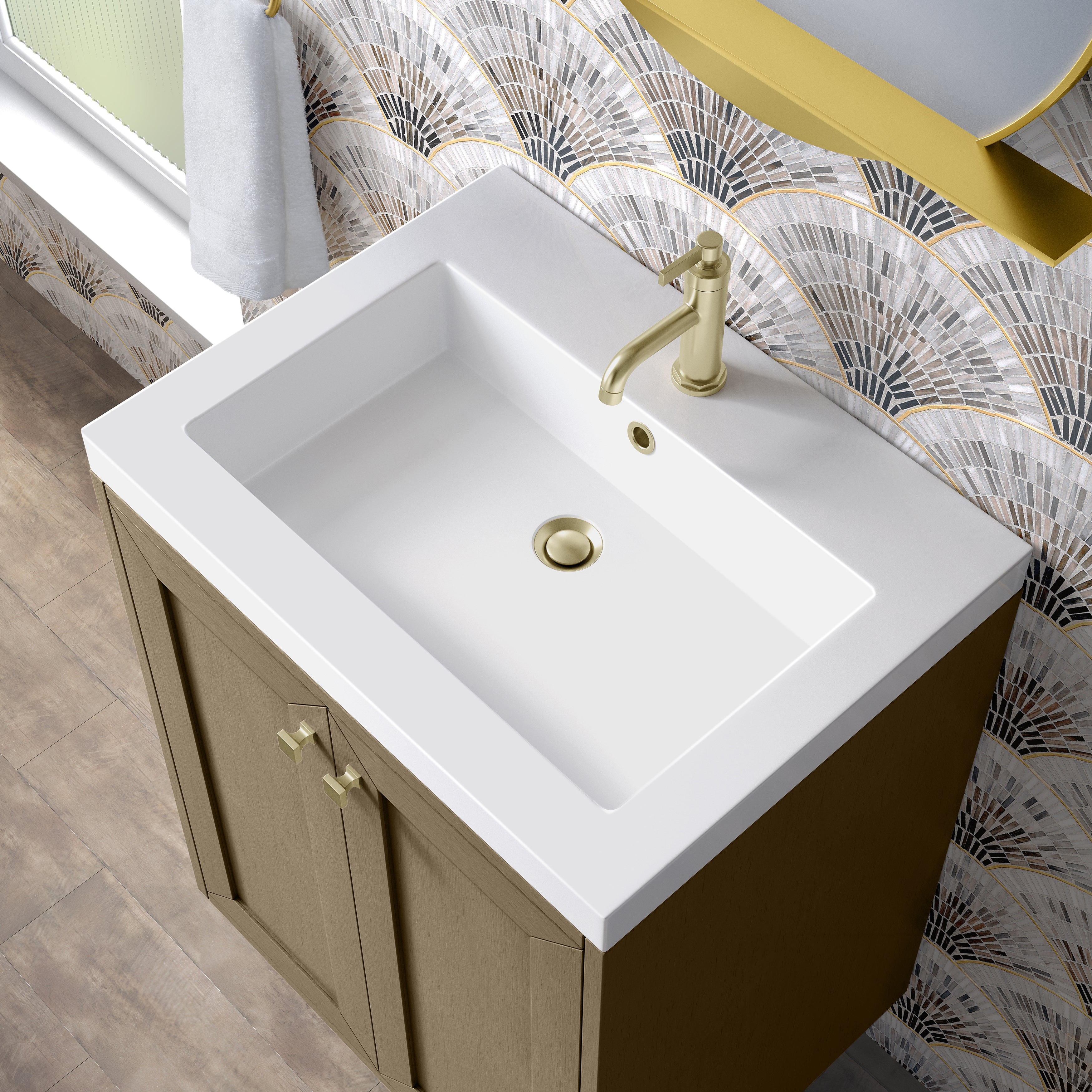 James Martin Chianti 24" Single Vanity in Glossy White with White Glossy Composite Stone Top